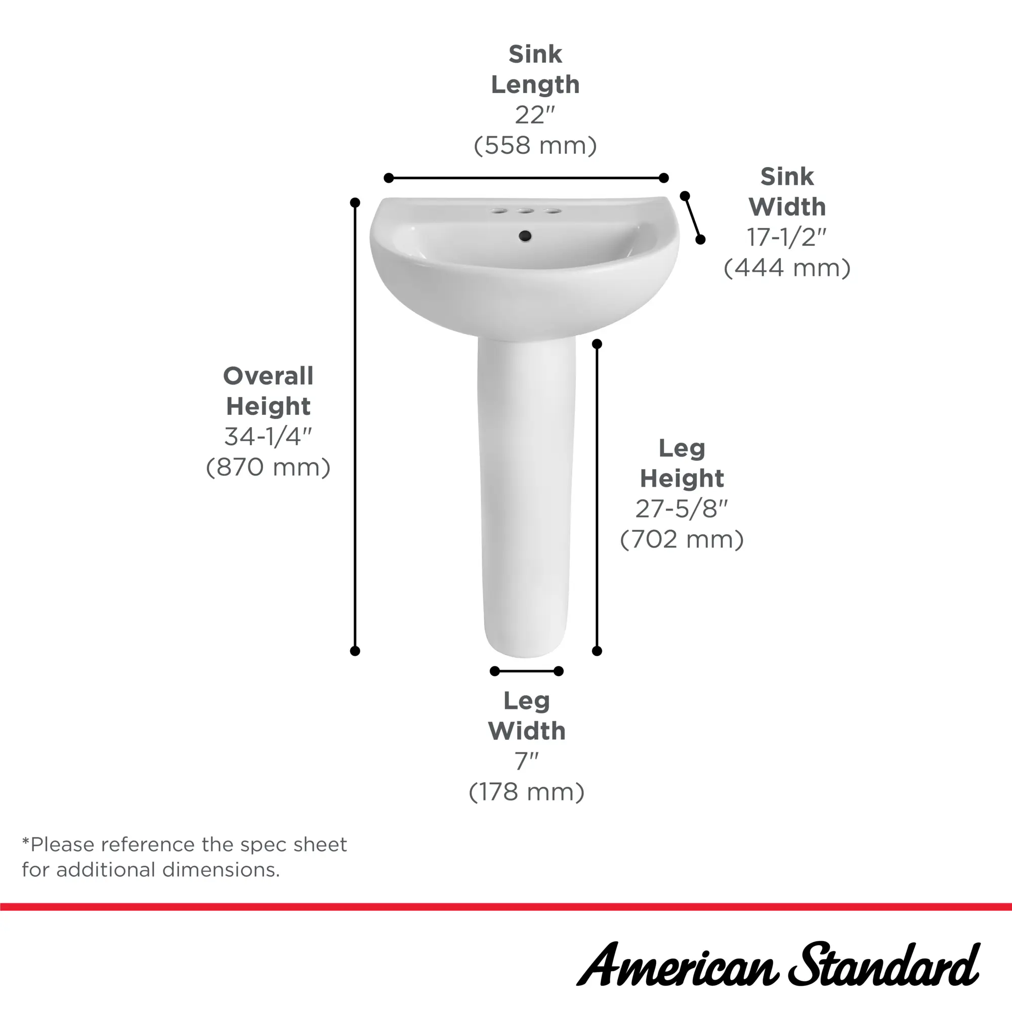 22-Inch Evolution 4-Inch Centerset Pedestal Sink Top - Image 12