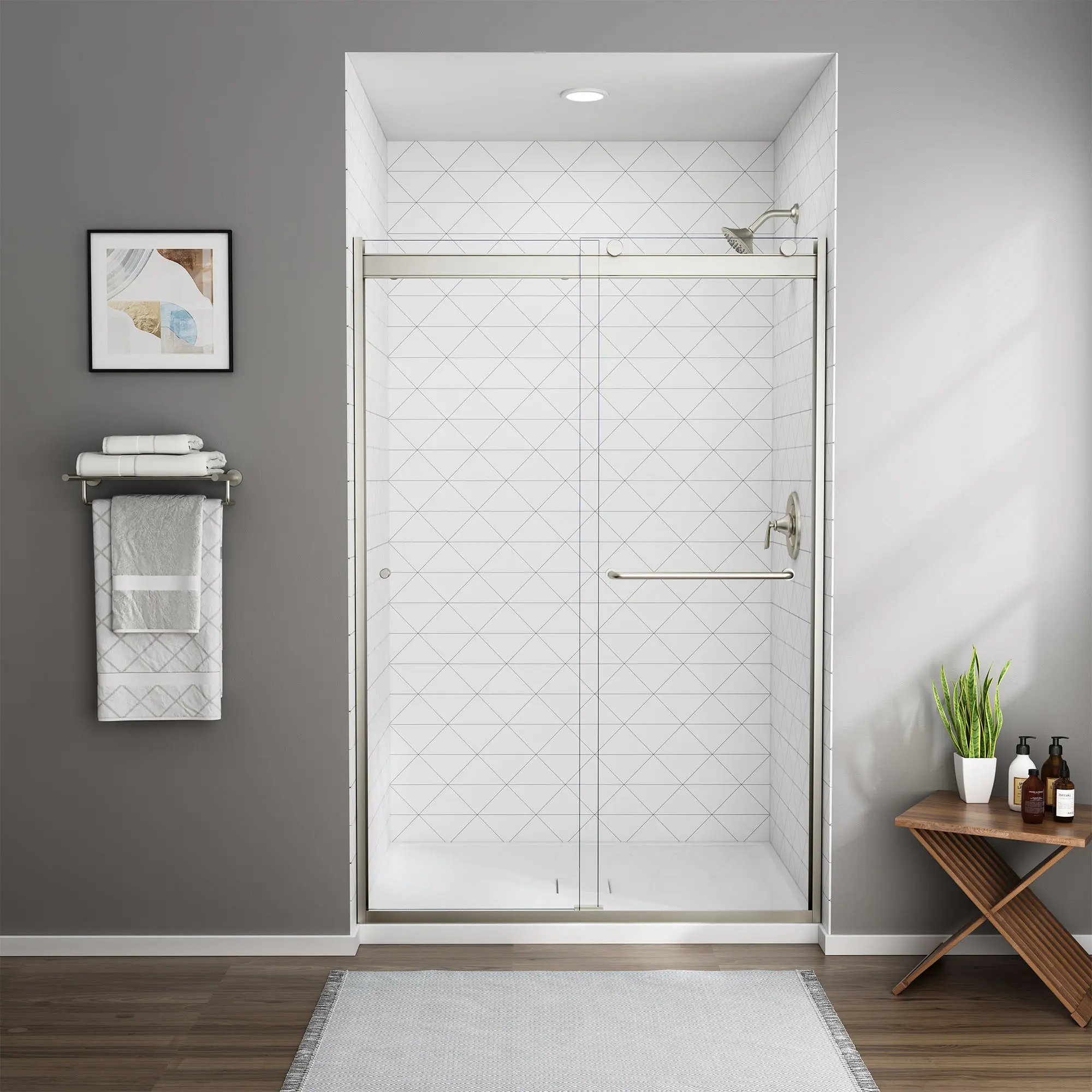48 x 70-Inch Height Semi-Frameless Top-Roller Sliding Shower Door - Image 5