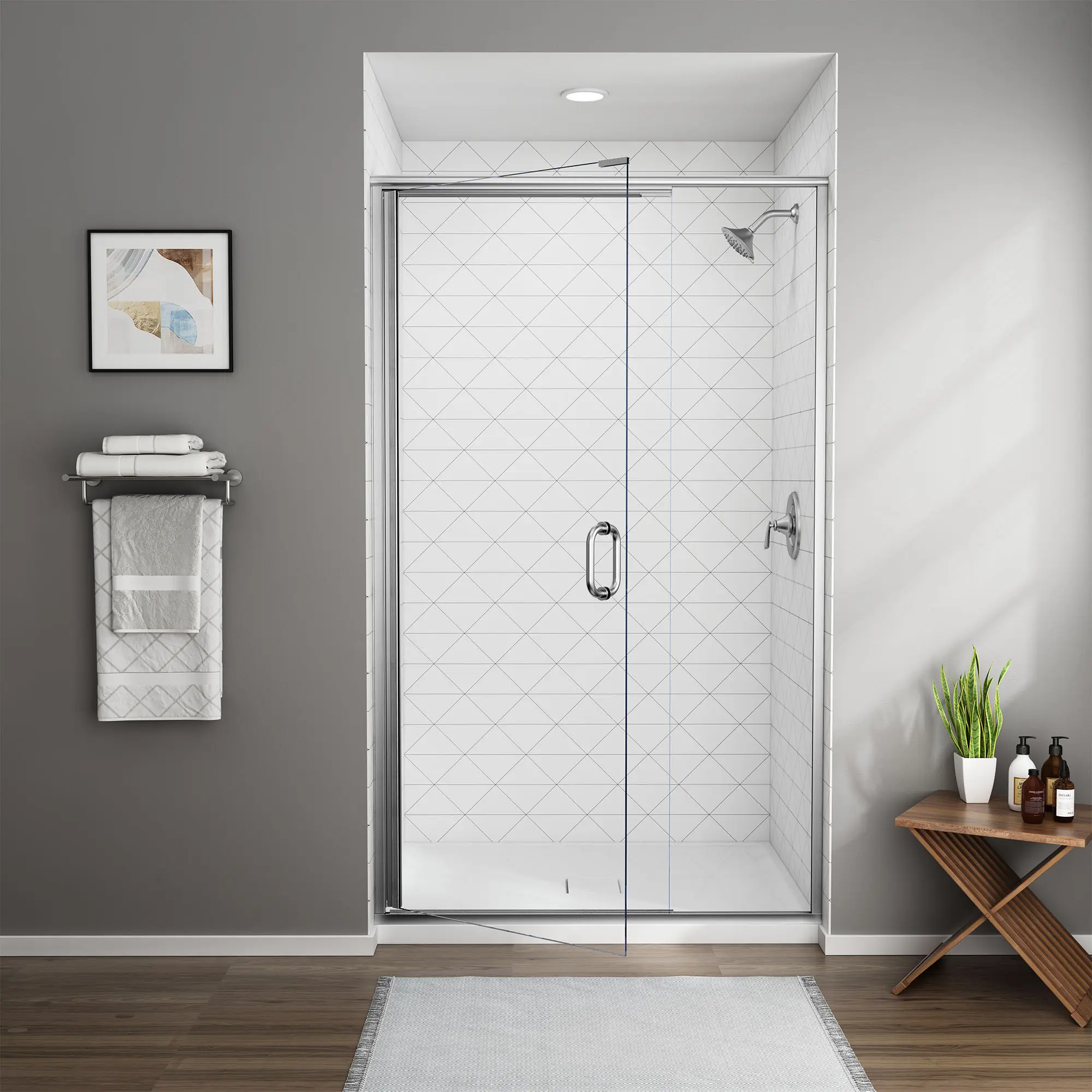 48 x 76-Inch Height Semi-Frameless Swing Door With Panel - Image 5