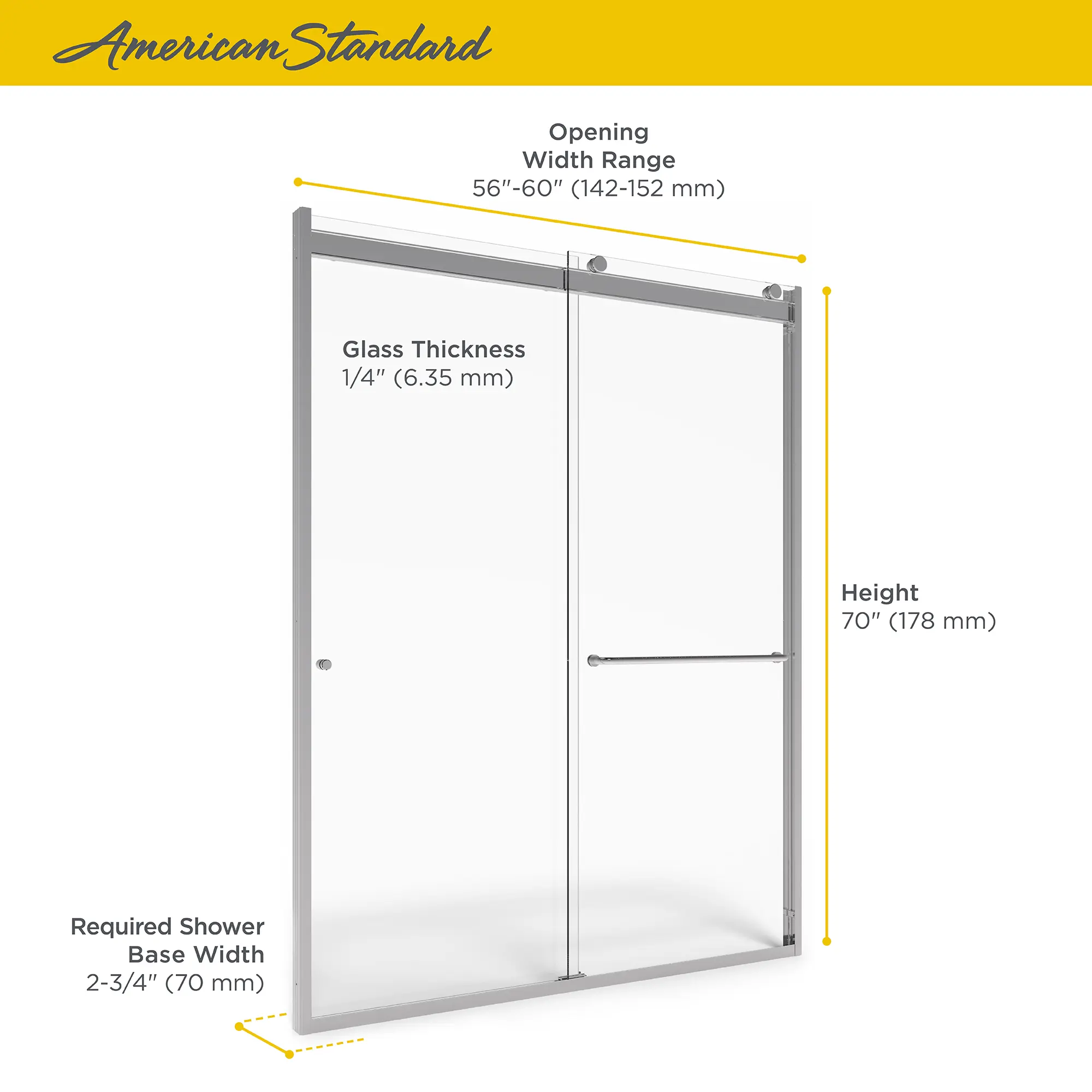 60 x 70-Inch Height Semi-Frameless Top-Roller Sliding Shower Door - Image 10