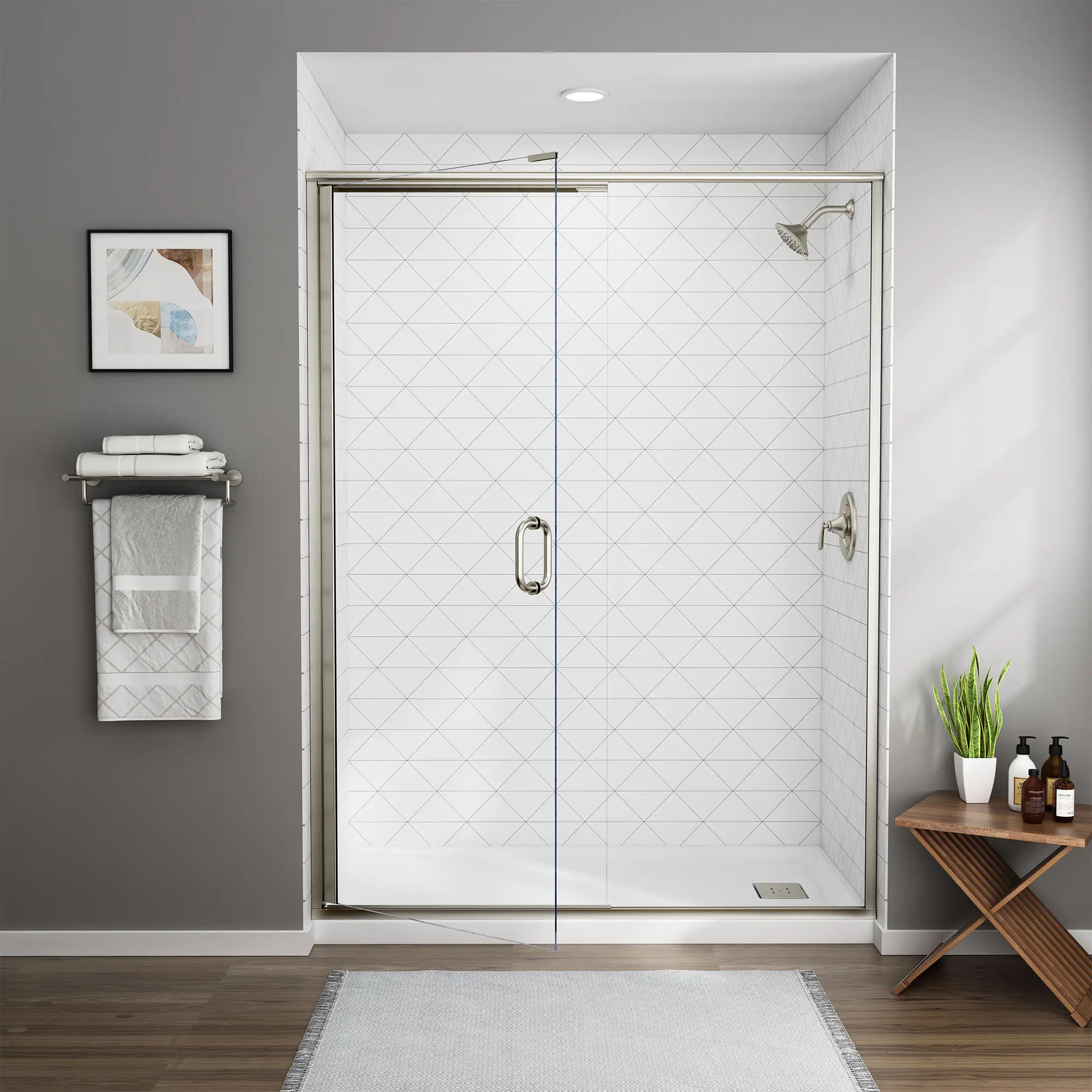 60 x 76-Inch Height Semi-Frameless Swing Door With Panel - Image 5