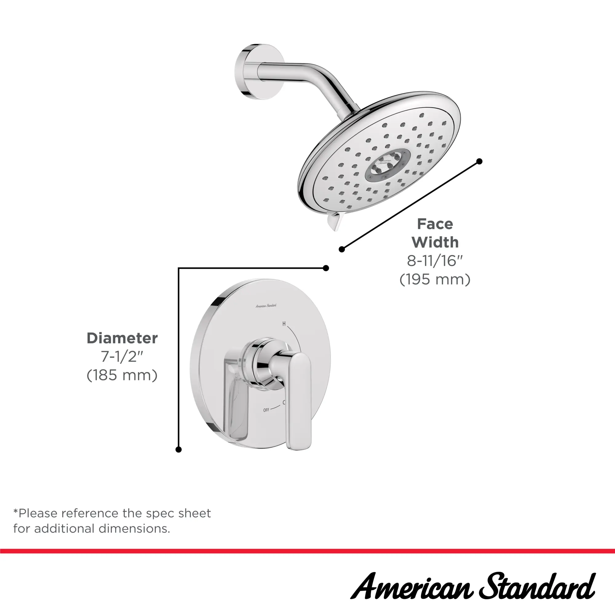 Aspirations 1.8 gpm/6.8L/min Shower Trim Kit With Water-Saving Showerhead and Double Ceramic Pressure Balance Cartridge With Lever Handle - Image 17