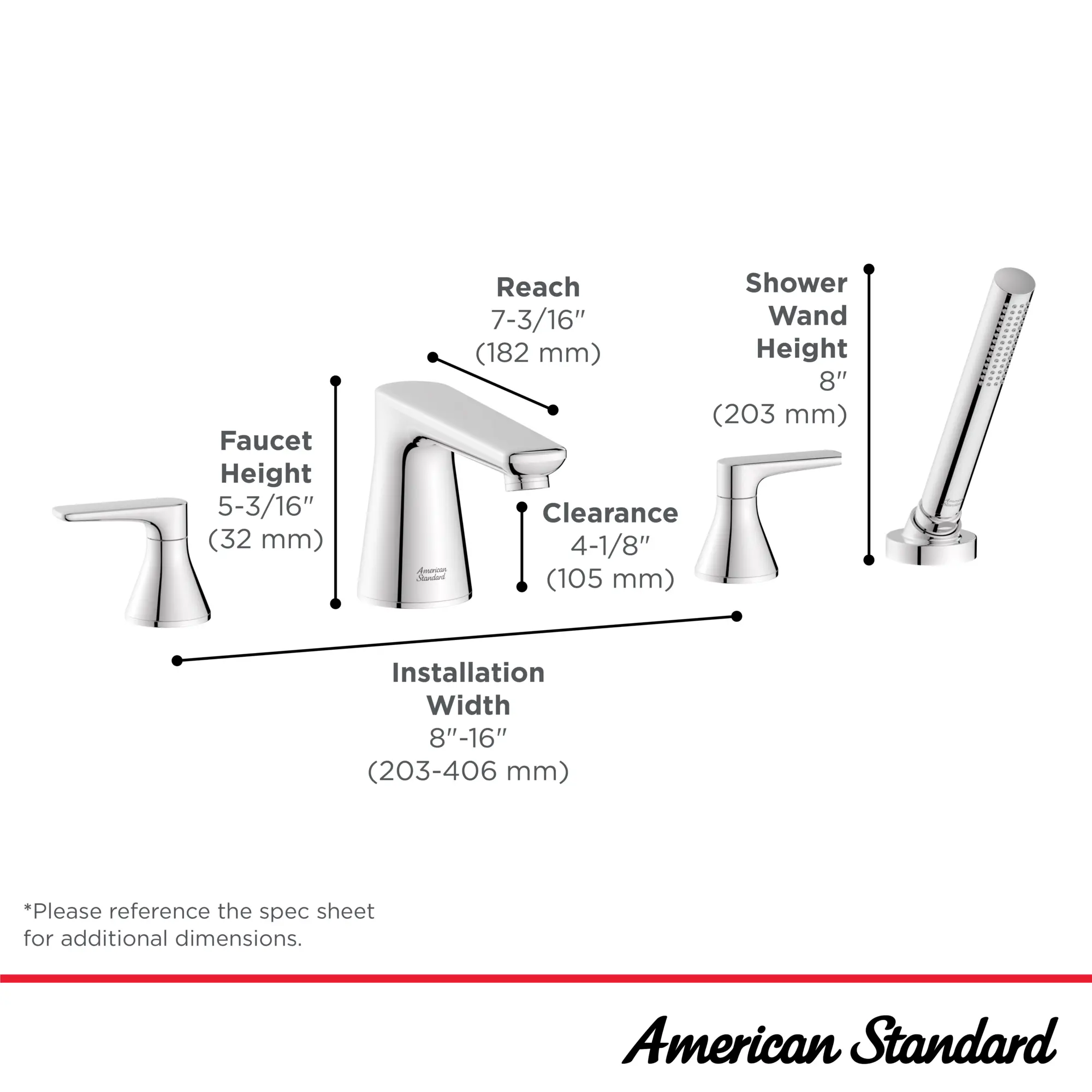 Aspirations 4-Hole 2-Handle Deck Mount Roman Tub Faucet With Lever Handles and Personal Shower - Image 33