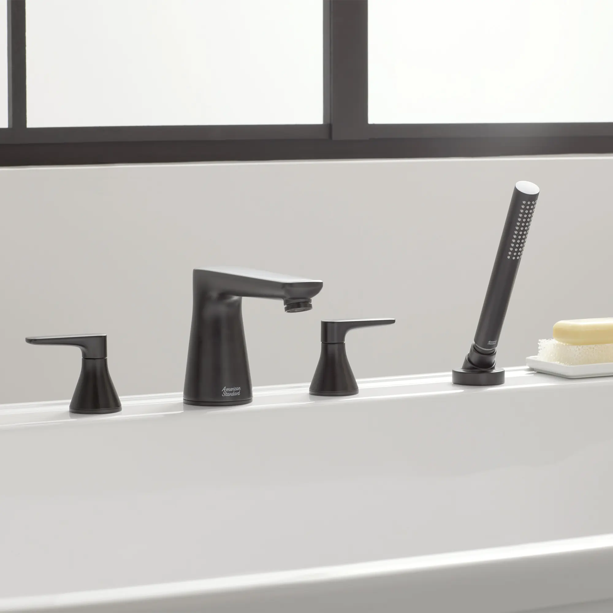 Aspirations 4-Hole 2-Handle Deck Mount Roman Tub Faucet With Lever Handles and Personal Shower - Image 51
