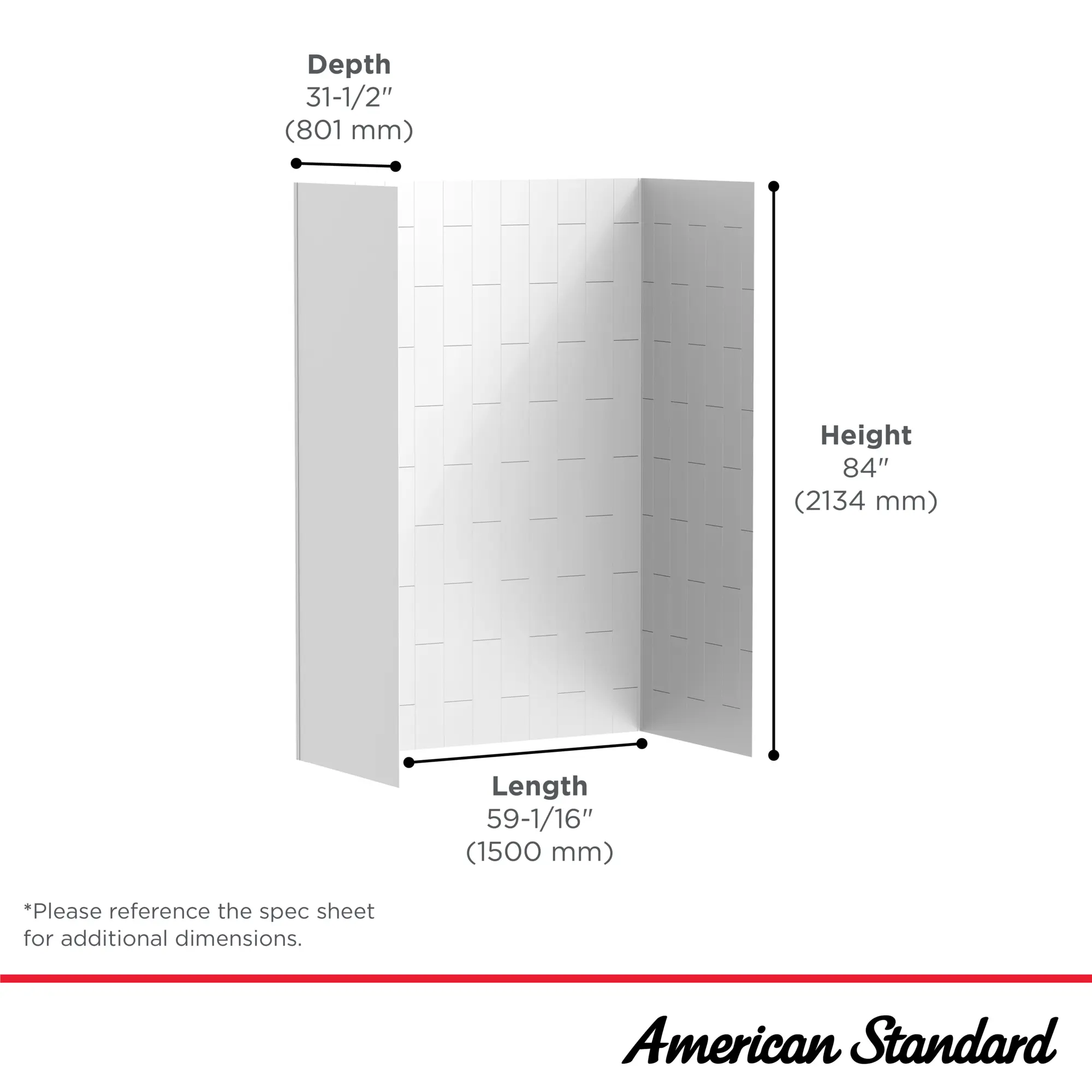 Aspirations 60 x 32 x 84-Inch Vertical Tile Shower Wall Set - Image 11