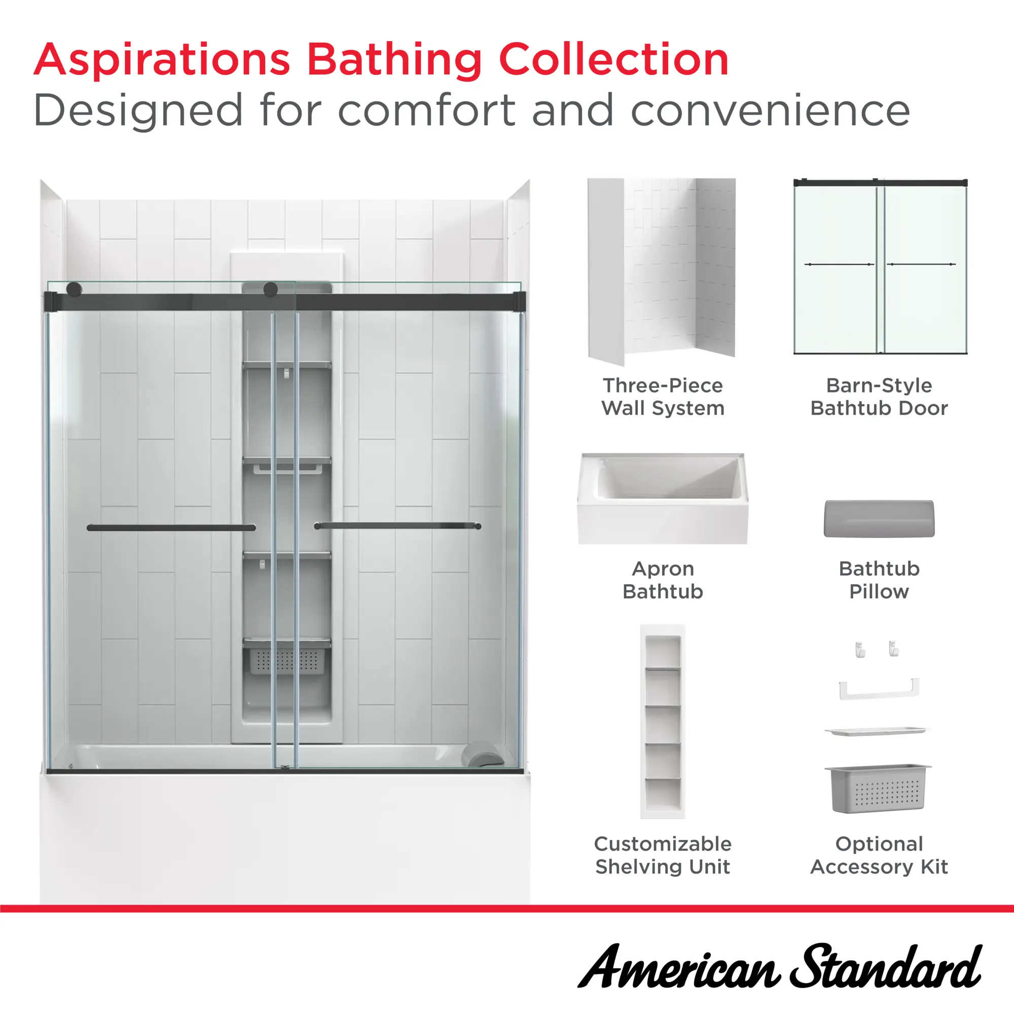 Aspirations 60 x 60-Inch Frameless Sliding Bathtub Door - Image 10