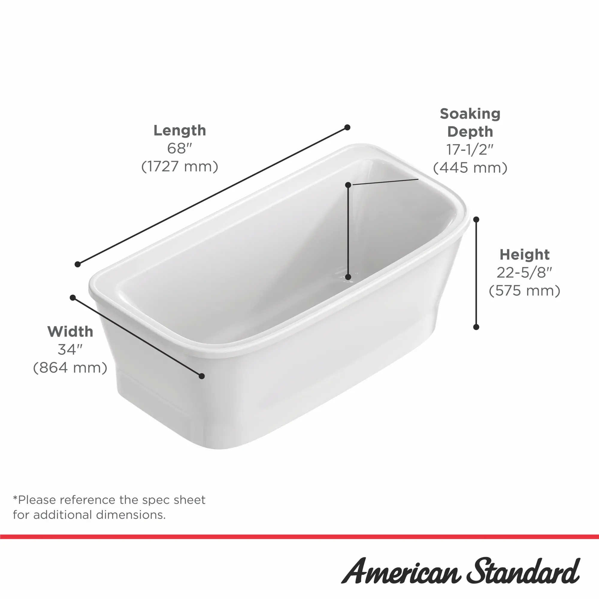 Aspirations 68 x 34-Inch Freestanding Bathtub With White Drain and Overflow - Image 16