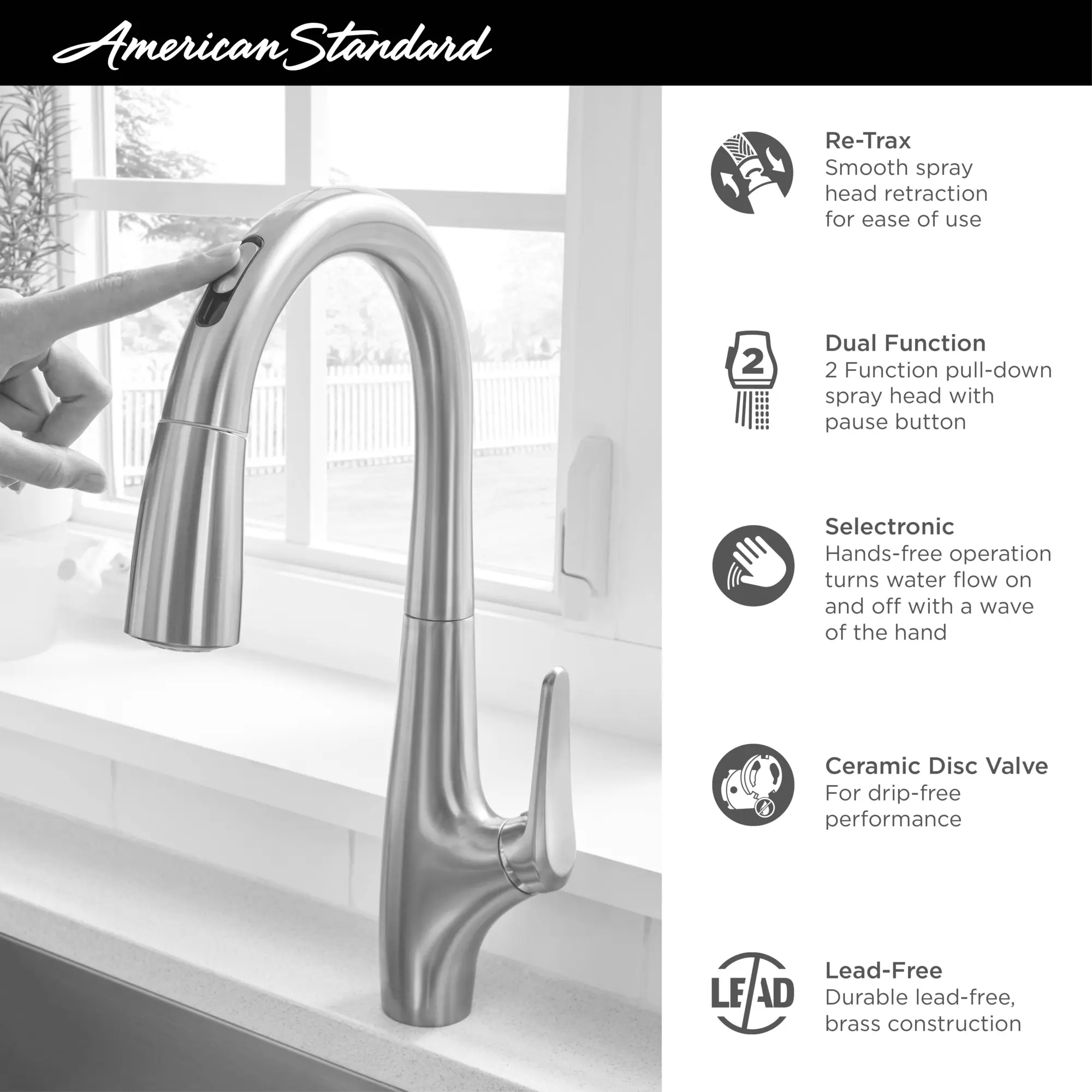 Avery® Touchless Single-Handle Pull-Down Dual Spray Kitchen Faucet 1.5 gpm/5.7 L/min - Image 11
