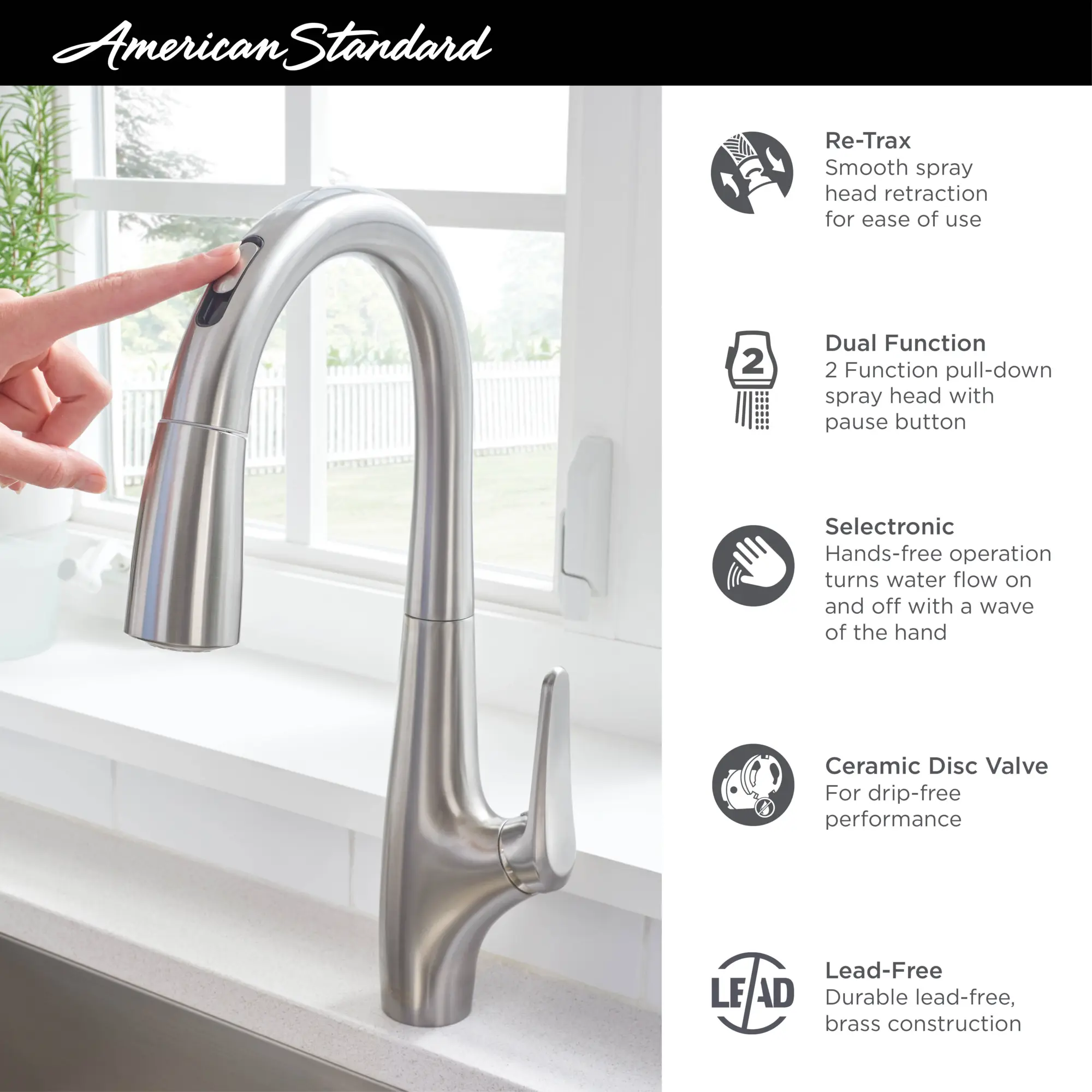 Avery® Touchless Single-Handle Pull-Down Dual Spray Kitchen Faucet 1.5 gpm/5.7 L/min - Image 4