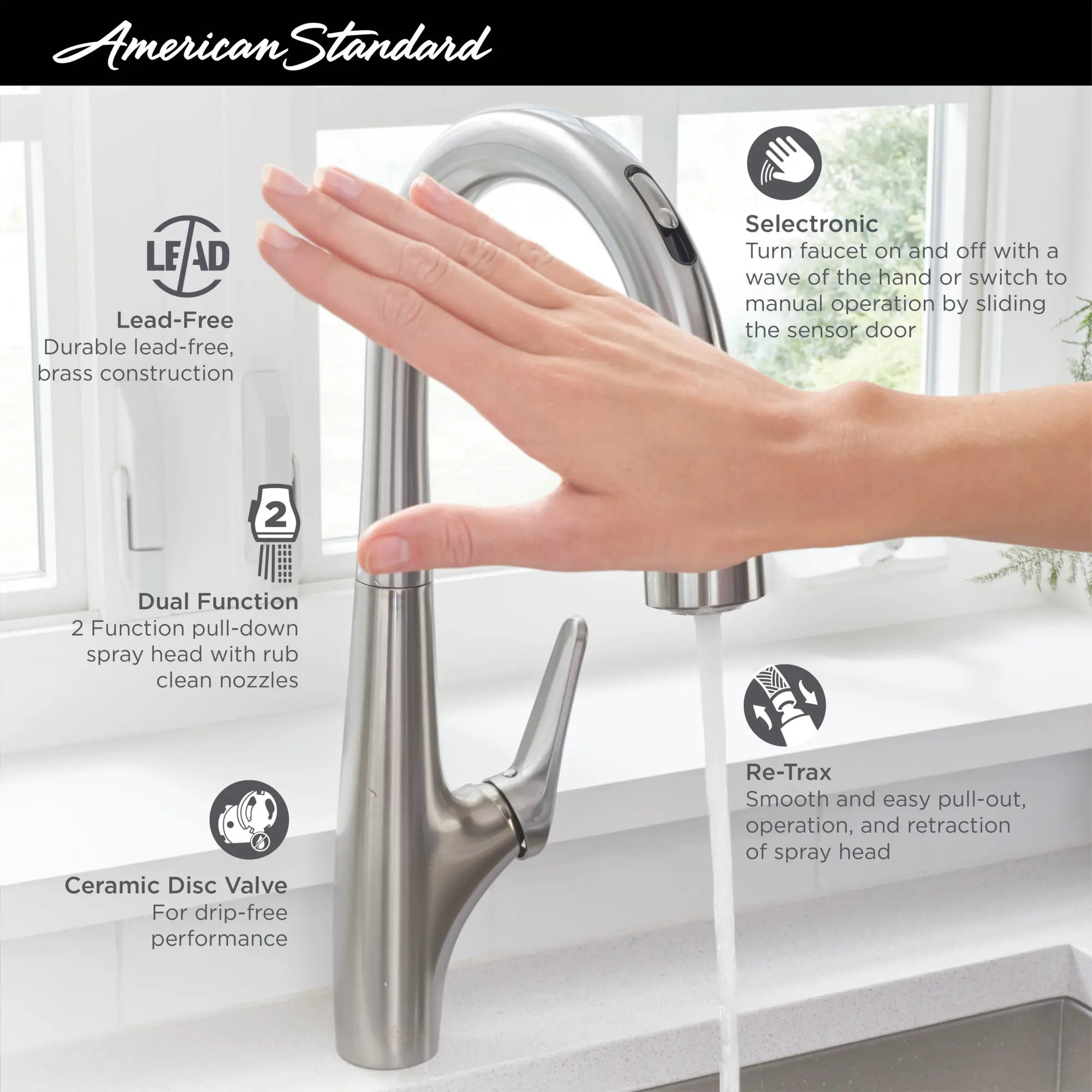 Avery® Touchless Single-Handle Pull-Down Dual Spray Kitchen Faucet 1.5 gpm/5.7 L/min - Image 5