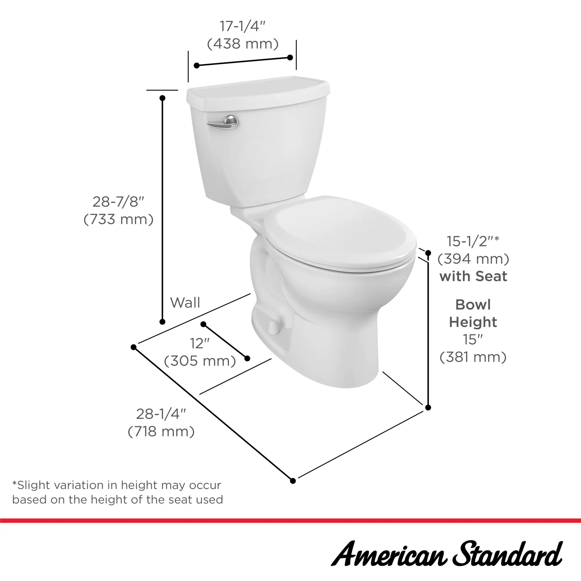 Cadet 3 1.28 GPF/4.8 LPF Left Trip Lever 15-in. Round-Front Easy Installation Toilet with Slow Close Seat - Image 8