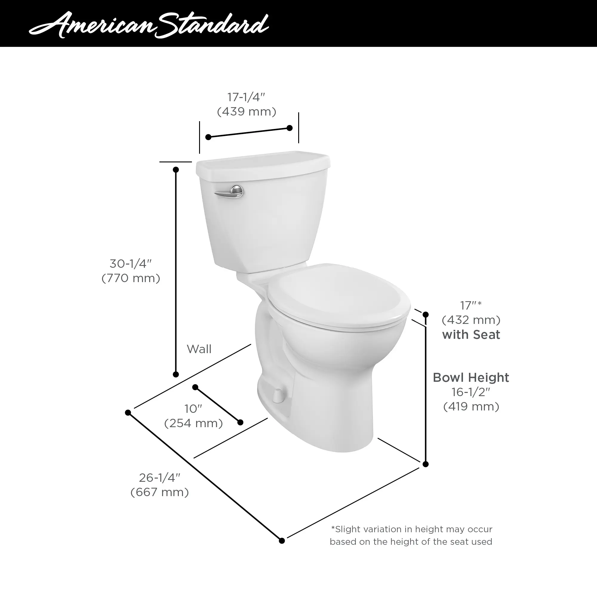 Cadet 3 1.28 GPF/4.8 LPF Left Trip Lever Chair Height Round-Front 10-in. Rough-In Toilet - Image 19