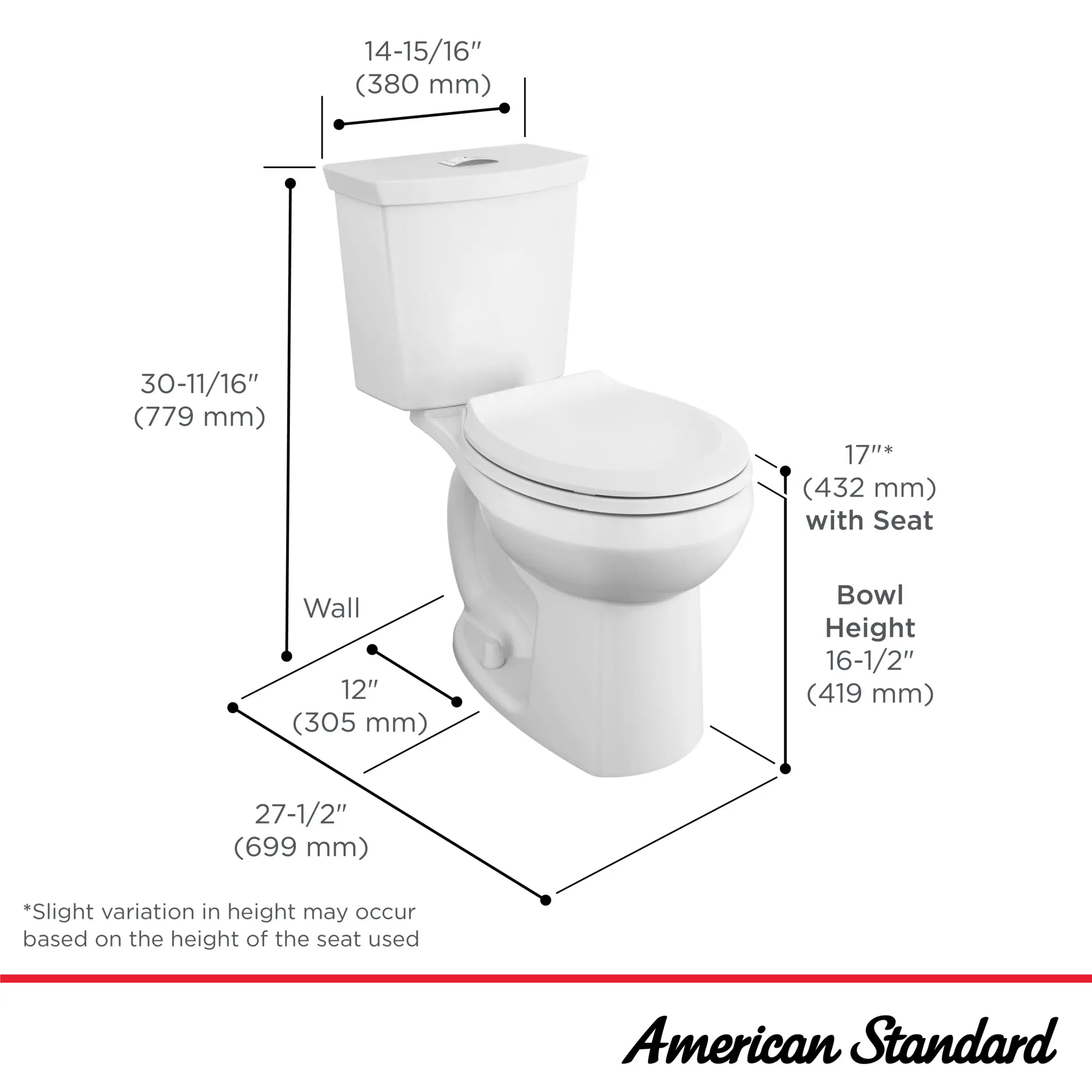 Cadet 3 1.6 GPF/6.0 LPF 1.0 GPF/3.8 LPF Dual Flush Chair Height Round-Front Toilet with Slow-Close Seat - Image 17