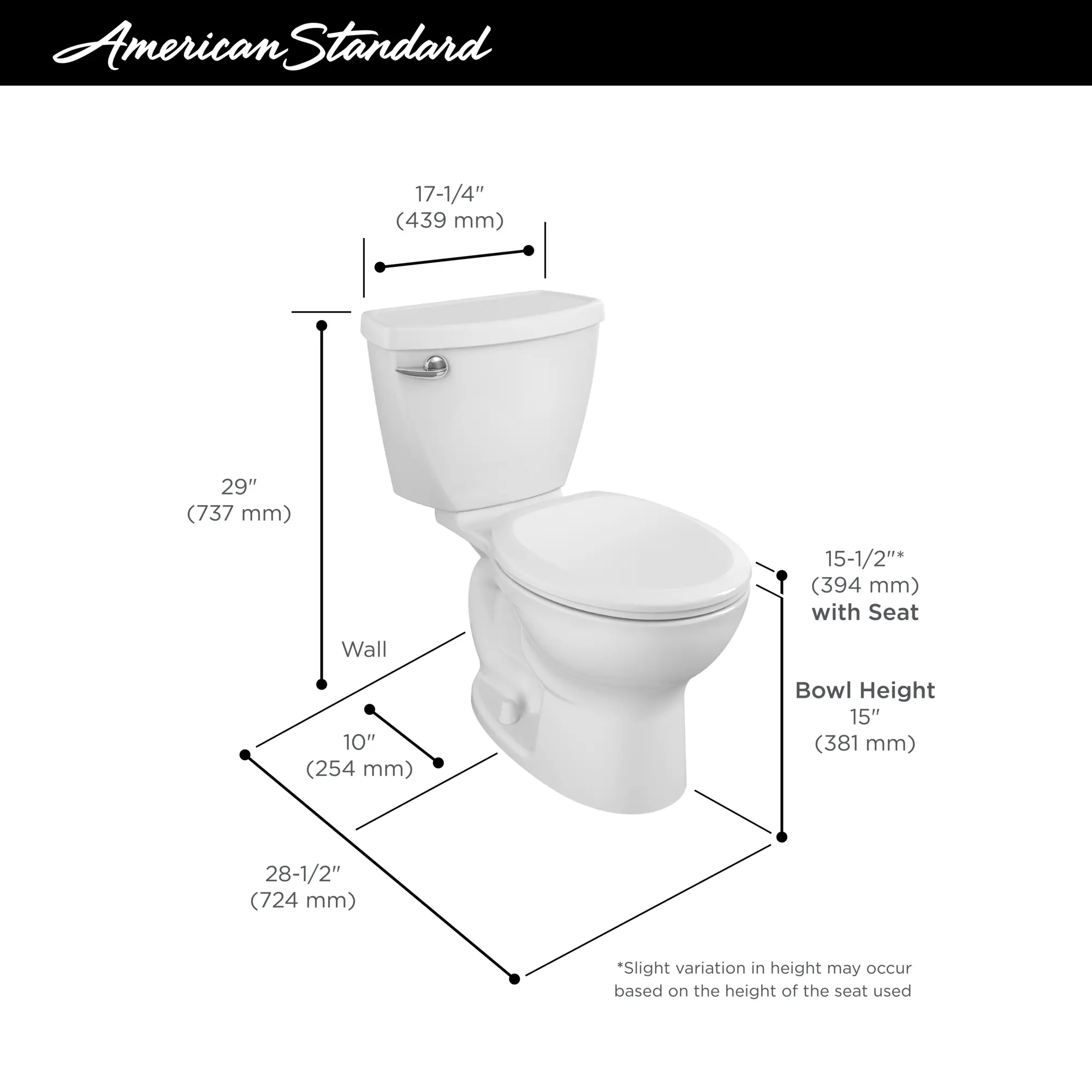 Cadet 3 1.6 GPF/6.0 LPF Left Trip lever 15-in. Elongated-Front 10-in. Rough-In Toilet - Image 23