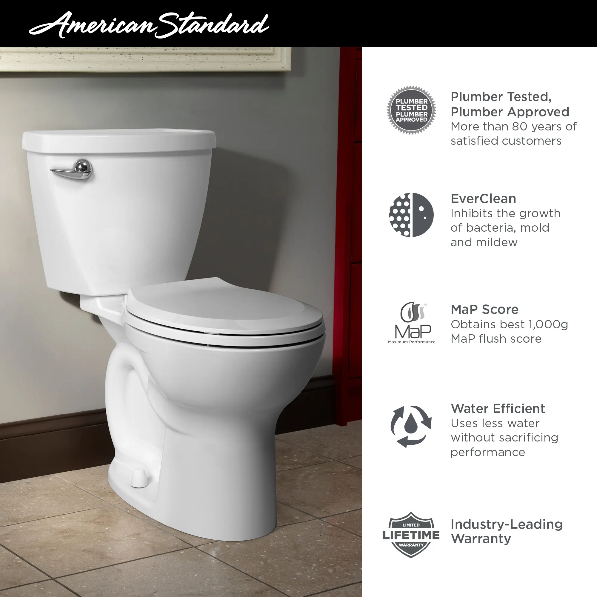 Cadet 3 1.6 GPF/6.0 LPF Left Trip Lever Chair Height Round-Front Toilet - Image 32