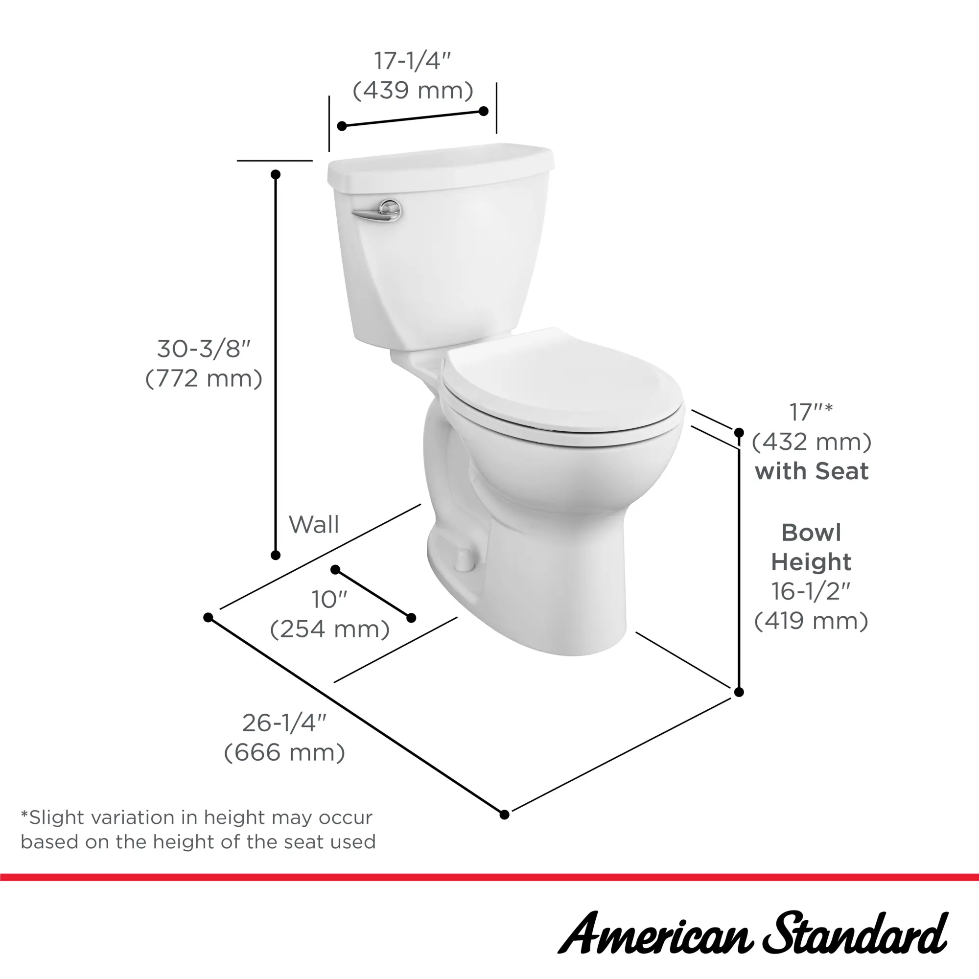 Cadet 3 FloWise 1.28 GPF/4.8 LPF Left Trip Lever Chair Height Round-Front Toilet with Slow-Close Seat - Image 11