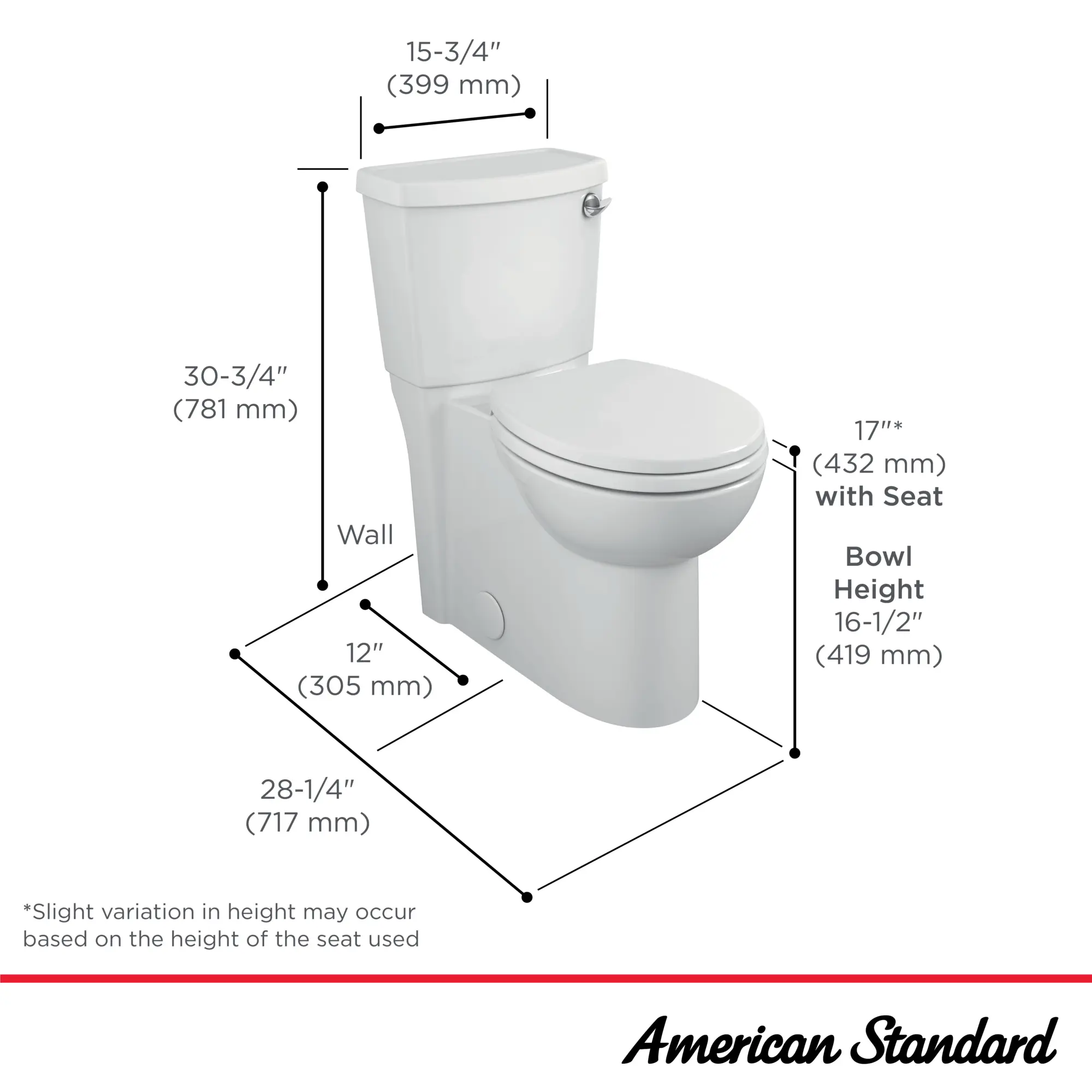 Cadet® 3 FloWise® Skirted Two-Piece 1.28 gpf/4.8 Lpf Chair Height Right-Hand Trip Lever Round Front Toilet With Seat - Image 14