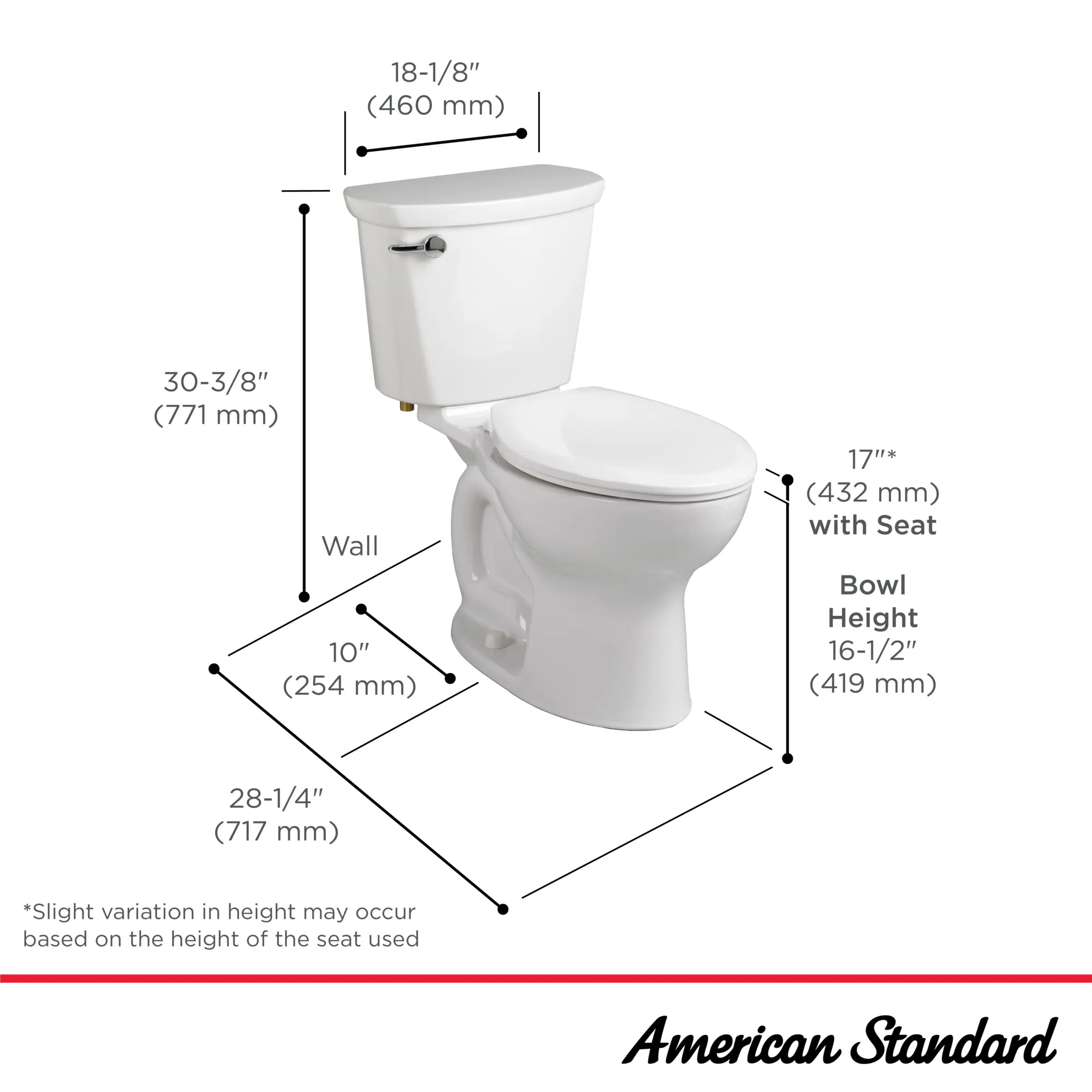 Cadet® PRO Two-Piece 1.28 gpf/4.8 Lpf Chair Height Elongated 10-Inch Rough Toilet Less Seat - Image 11