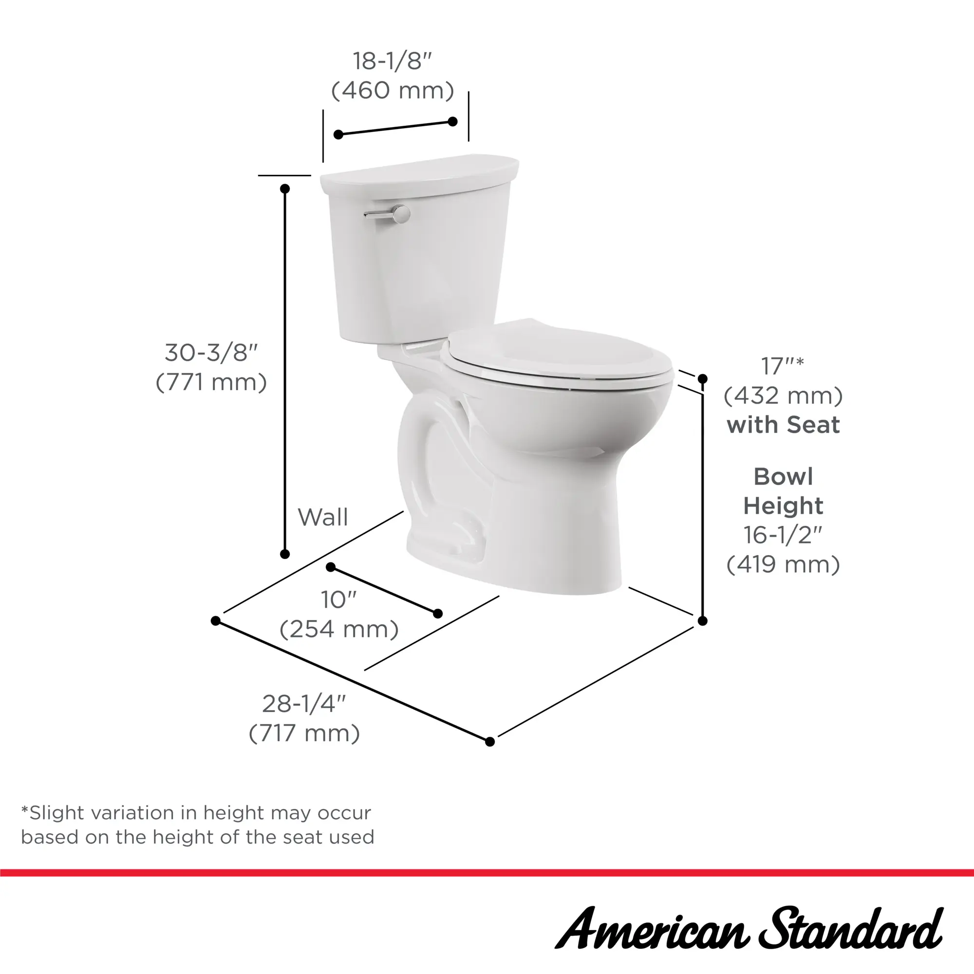 Cadet® PRO Two-Piece 1.28 gpf/4.8 Lpf Chair Height Elongated 10-Inch Rough Toilet With Seat and Wax Ring - Image 11