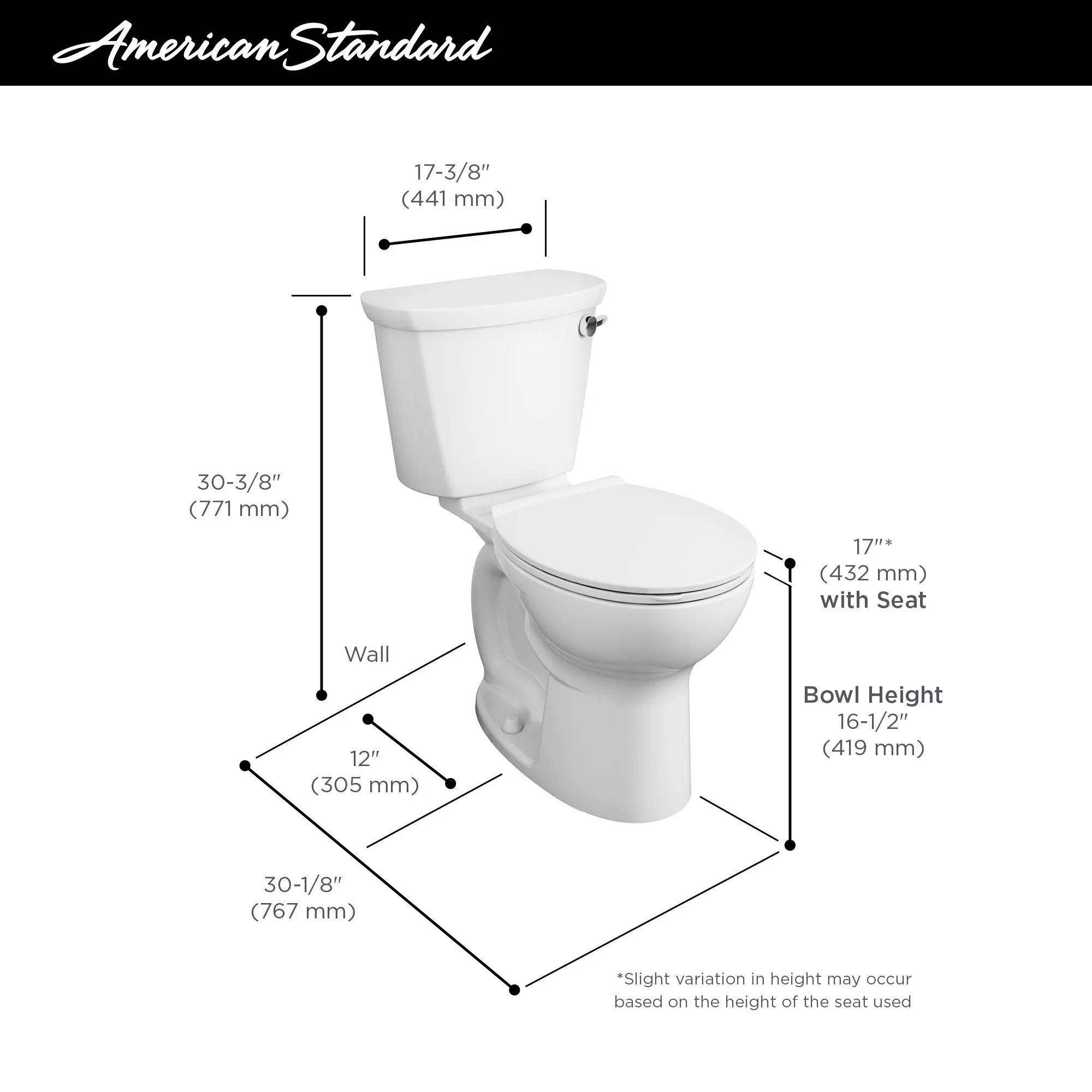 Cadet® PRO Two-Piece 1.28 gpf/4.8 Lpf Chair Height Elongated Right-Hand Trip Lever Toilet Less Seat - Image 24