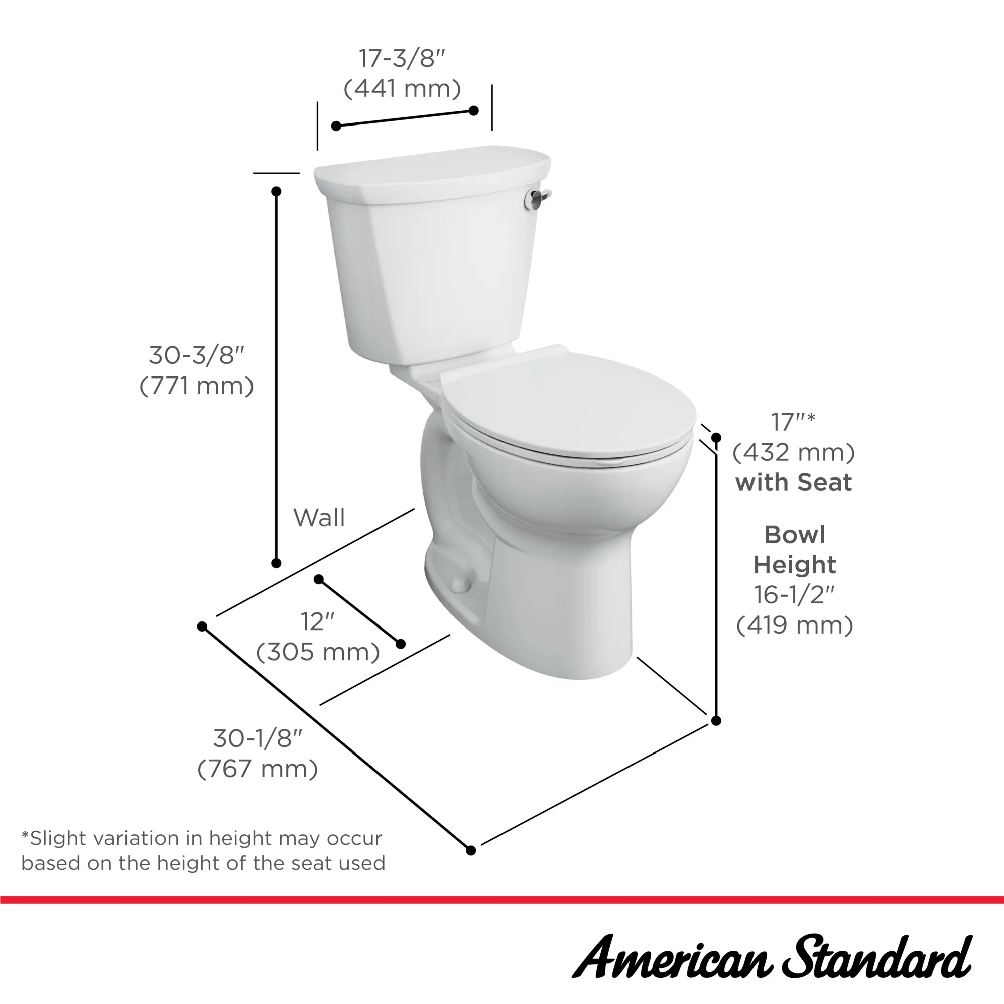 Cadet® PRO Two-Piece 1.28 gpf/4.8 Lpf Chair Height Elongated Right-Hand Trip Lever Toilet Less Seat - Image 9