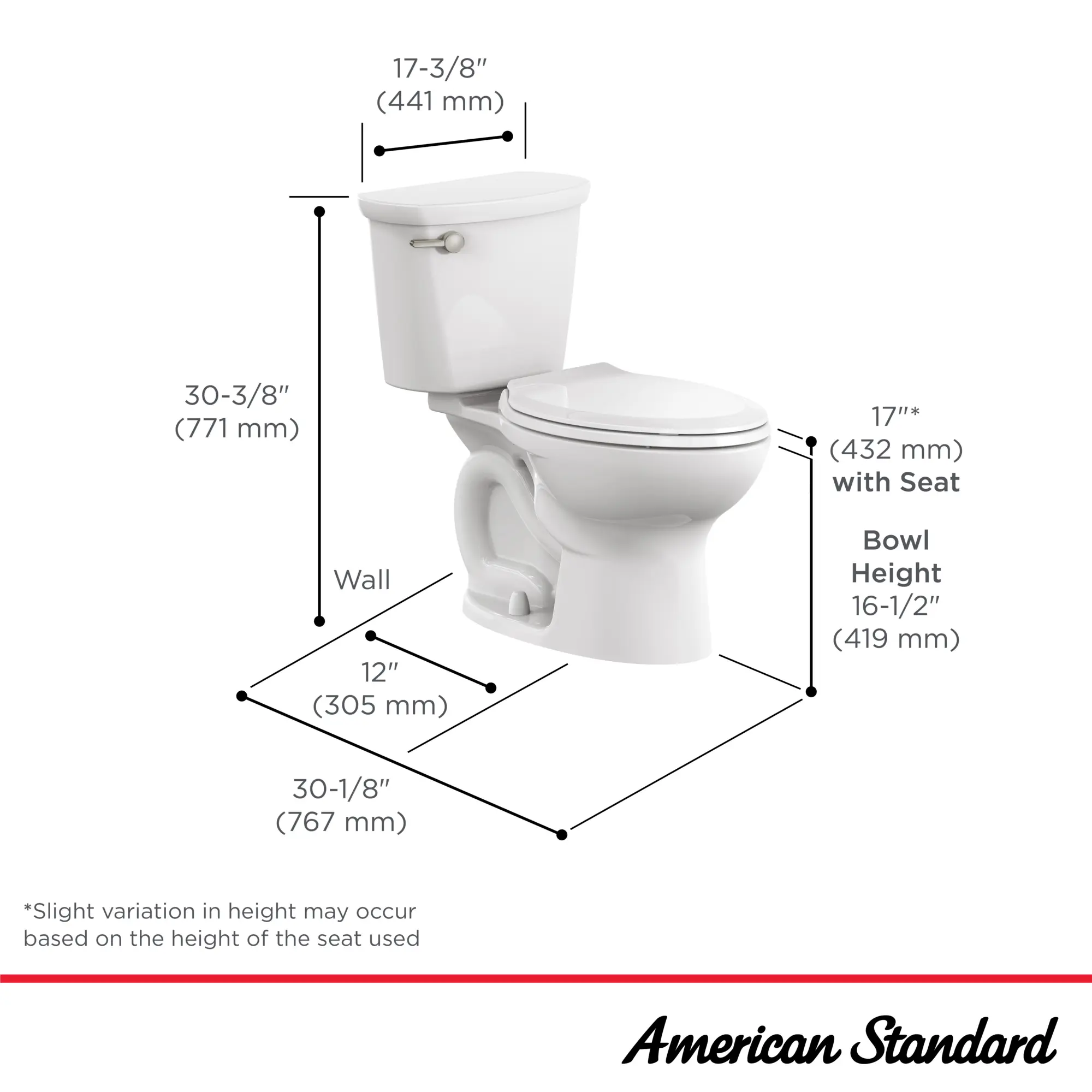 Cadet® PRO Two-Piece 1.28 gpf/4.8 Lpf Chair Height Elongated Toilet With Seat and Wax Ring - Image 14