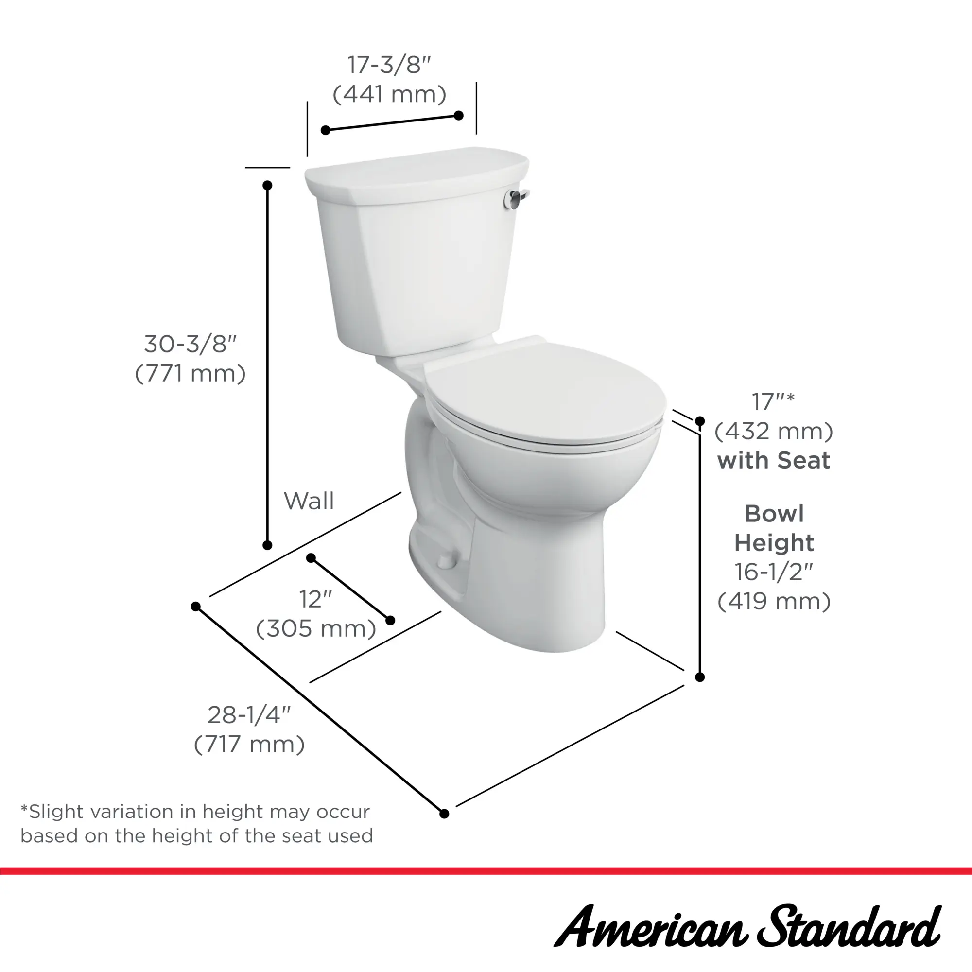 Cadet® PRO Two-Piece 1.28 gpf/4.8 Lpf Chair Height Round Front Right-Hand Trip Lever Toilet Less Seat - Image 9