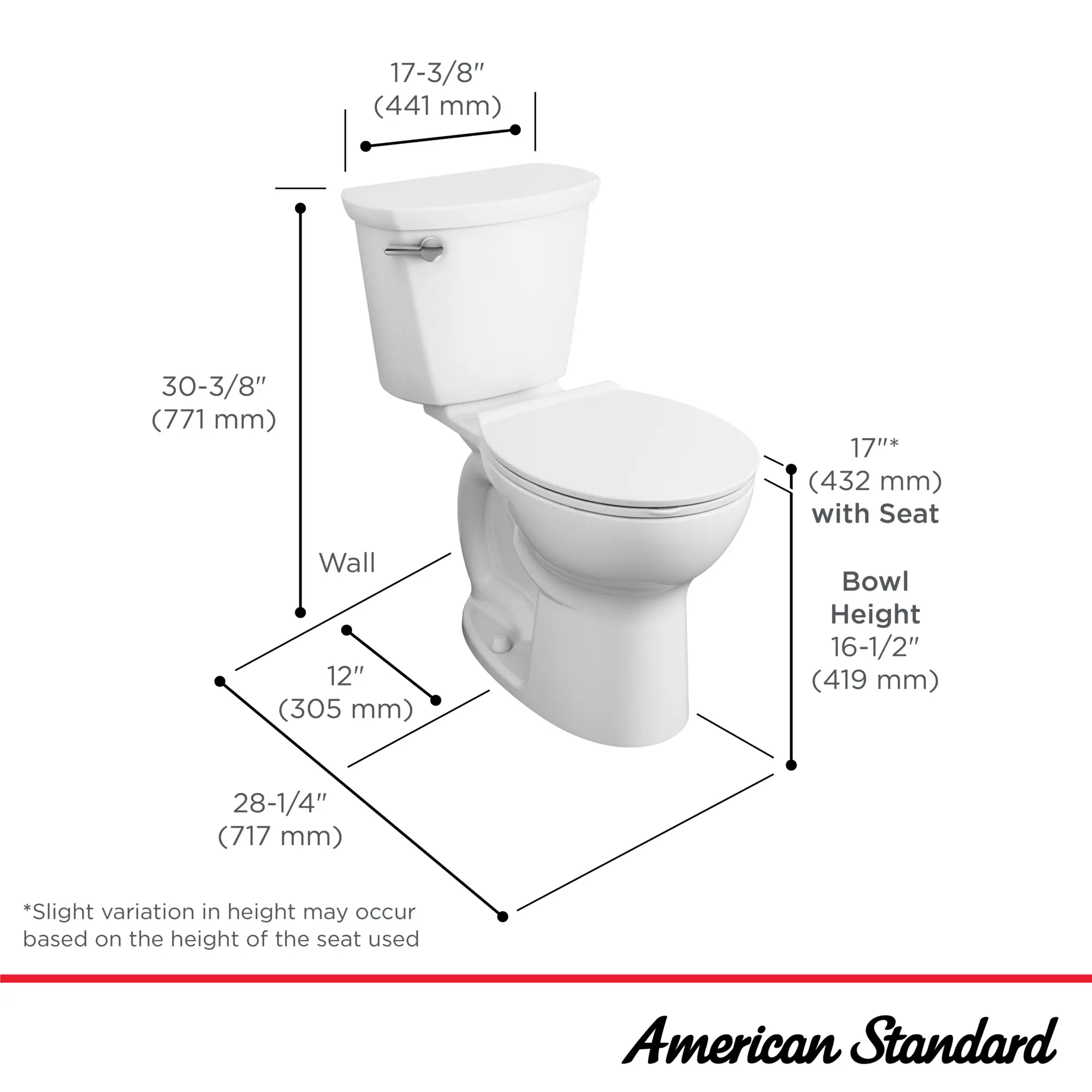 Cadet® PRO Two-Piece 1.28 gpf/4.8 Lpf Chair Height Round Front Toilet Less Seat - Image 14