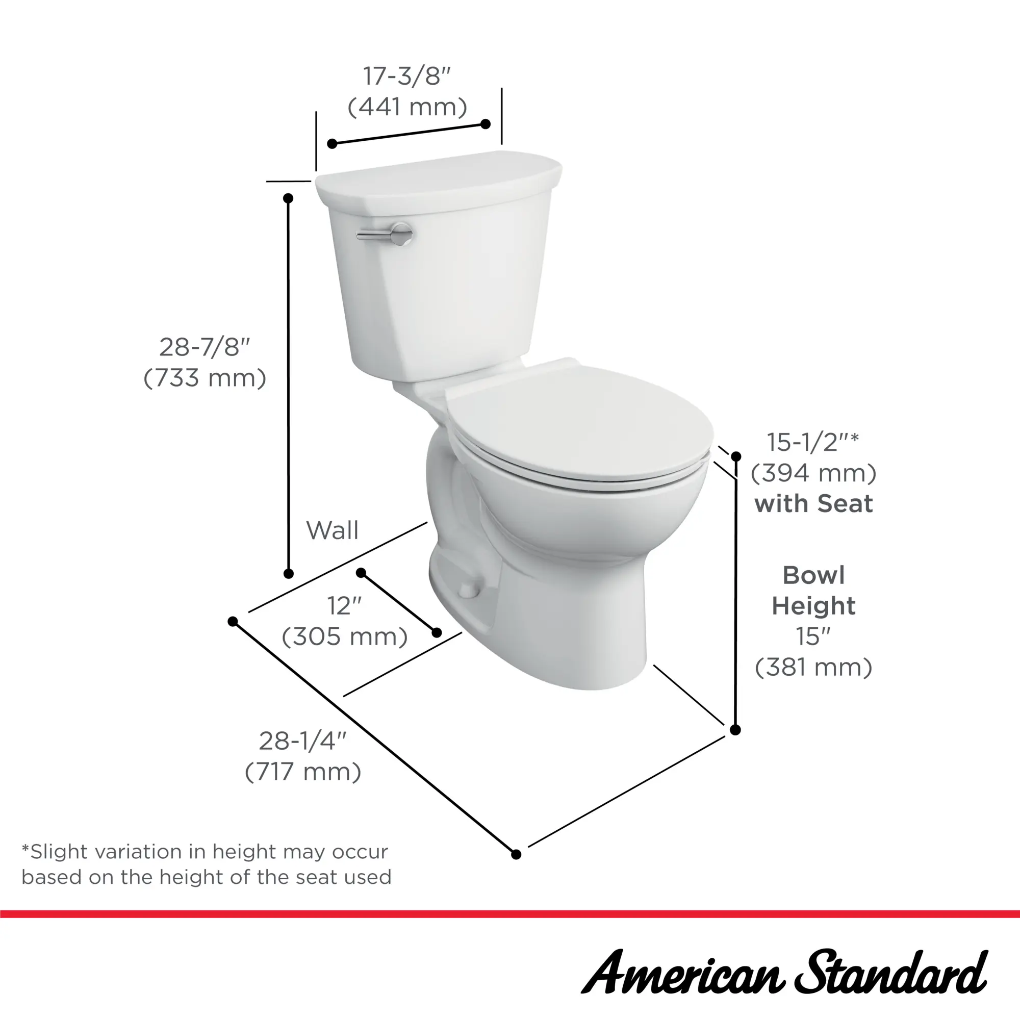 Cadet® PRO Two-Piece 1.28 gpf/4.8 Lpf Standard Height Round Front Toilet Less Seat - Image 11