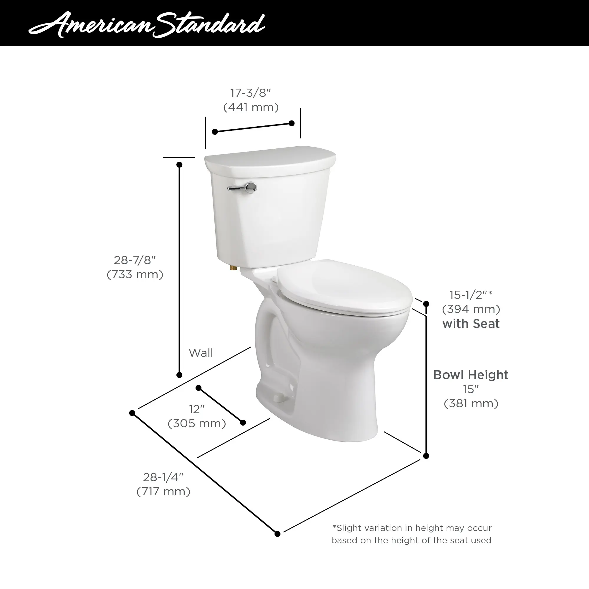 Cadet® PRO Two-Piece 1.28 gpf/4.8 Lpf Standard Height Round Front Toilet Less Seat - Image 38