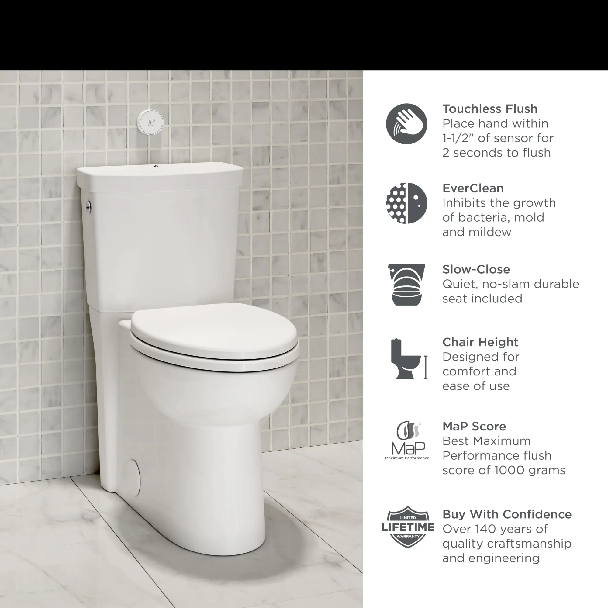 Cadet® Touchless Chair Height Elongated Skirted Toilet with Seat and Locking Device - Image 18