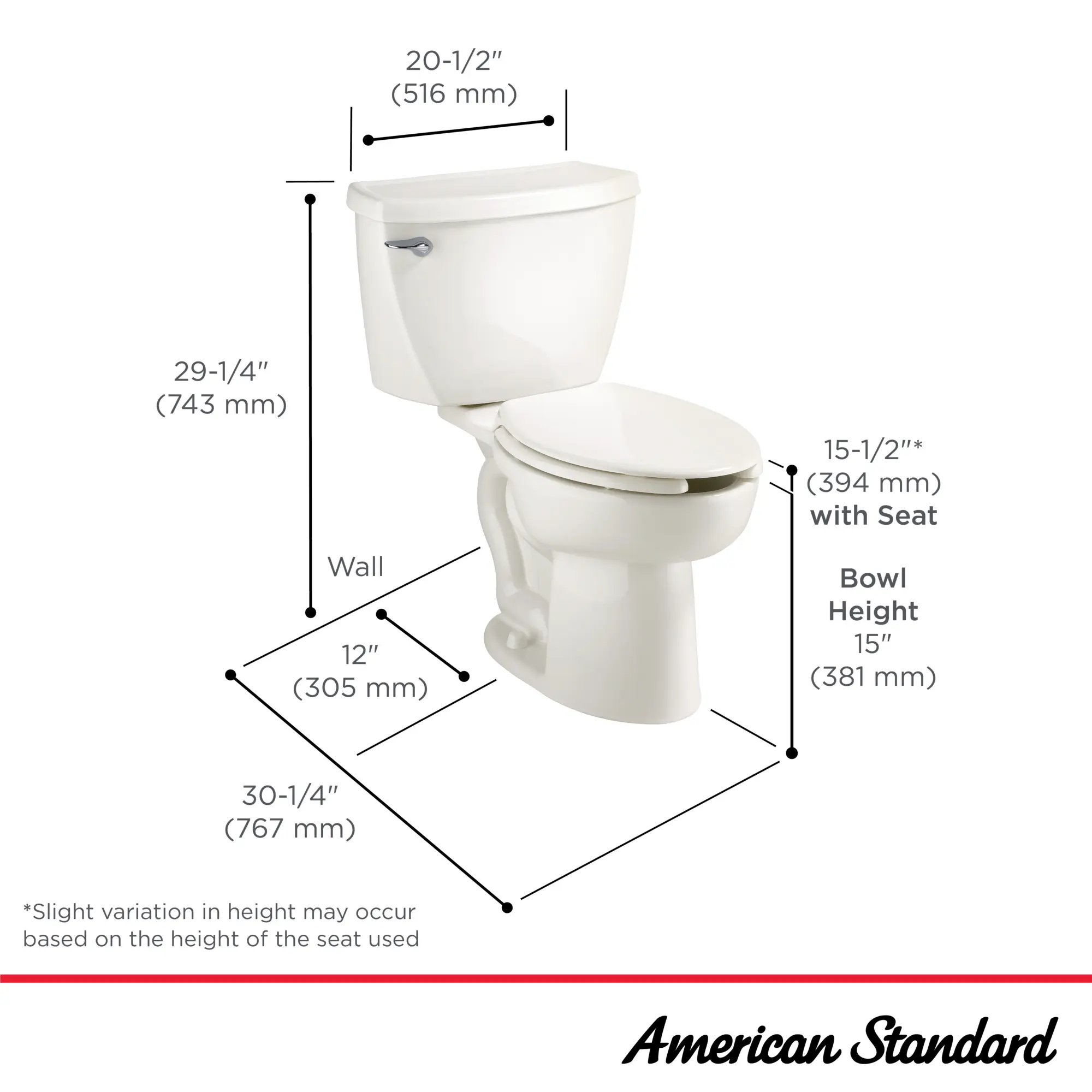Cadet® Two-Piece Pressure Assist 1.6 gpf/6.0 Lpf Elongated EverClean® Toilet - Image 12