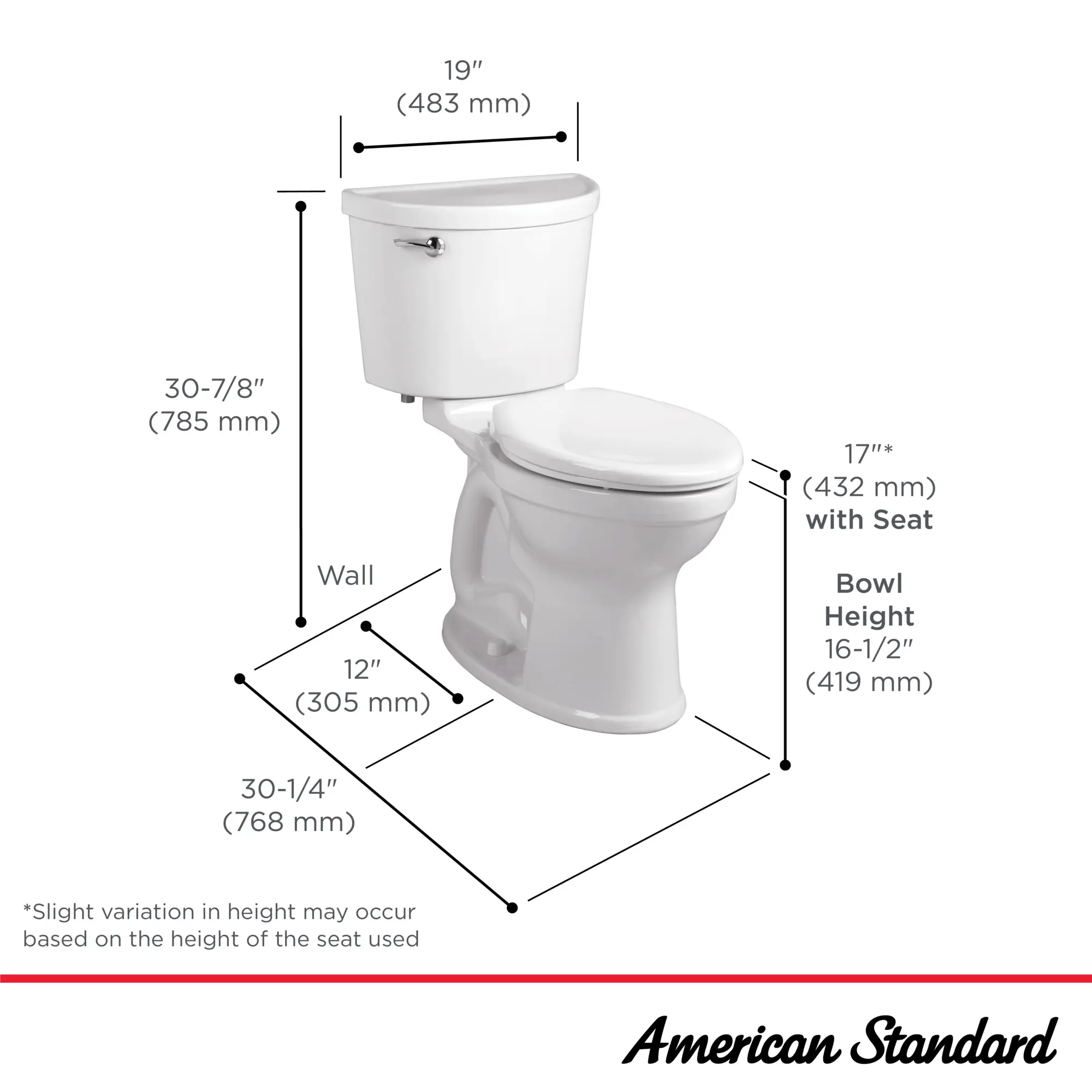Champion® PRO Two-Piece 1.6 gpf/6.0 Lpf Chair Height Elongated Right-Hand Trip Lever Toilet Less Seat - Image 14