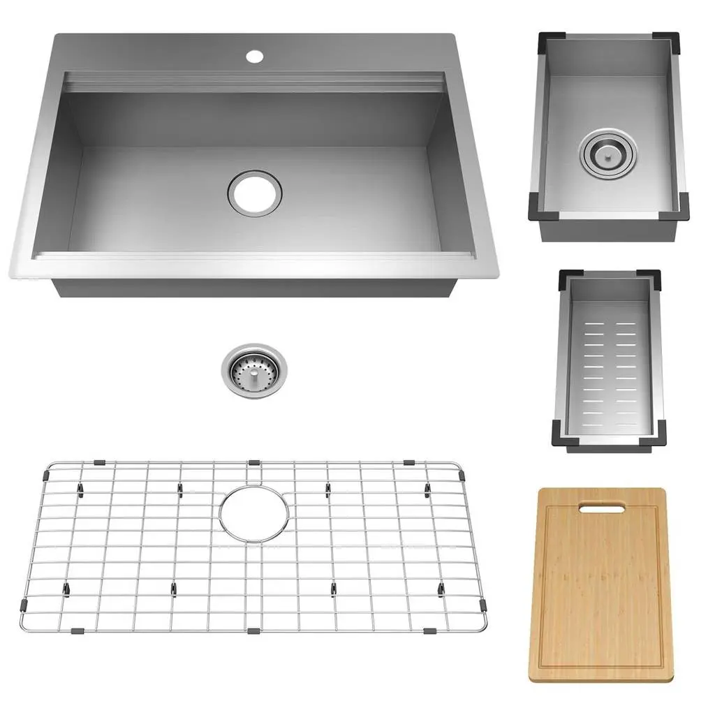Chive® 33 x 22-Inch Stainless Steel Workstation Kitchen Sink - Image 3