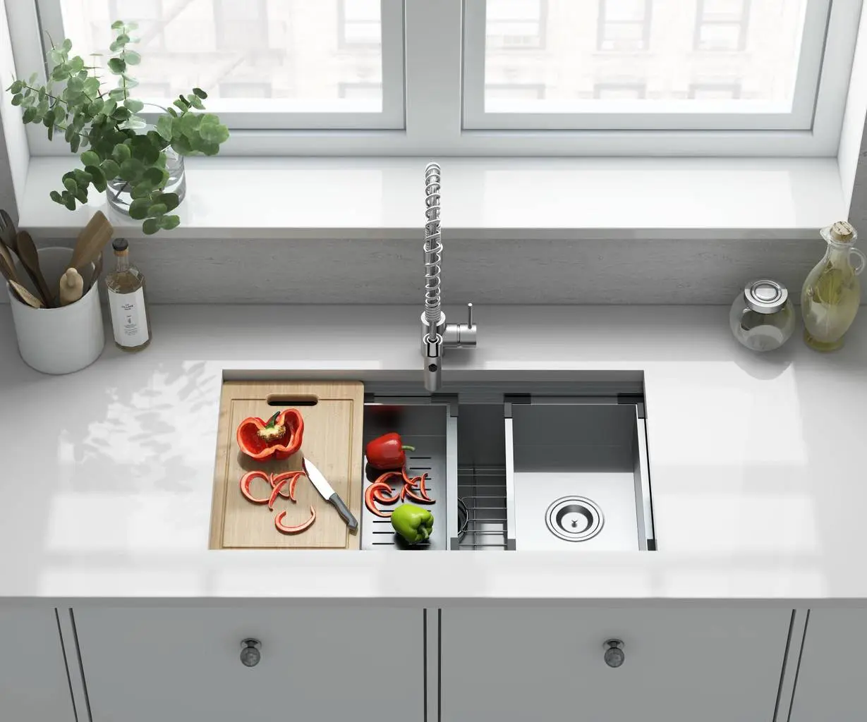 Chive® 33 x 22-Inch Stainless Steel Workstation Kitchen Sink - Image 5