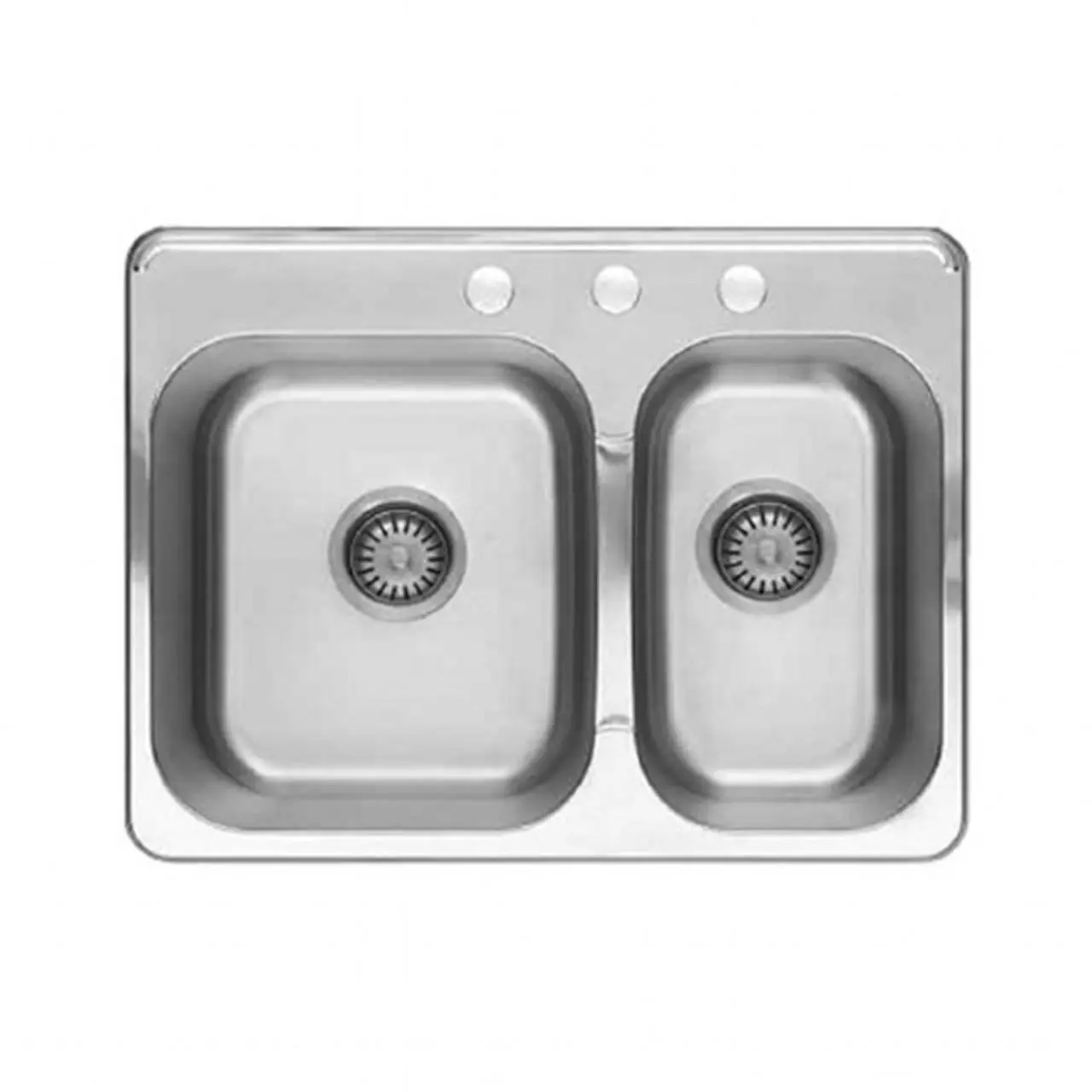 Colony 27 x 20-1/2 Inch Stainless Steel 3-Hole Top Mount Double Bowl Kitchen Sink