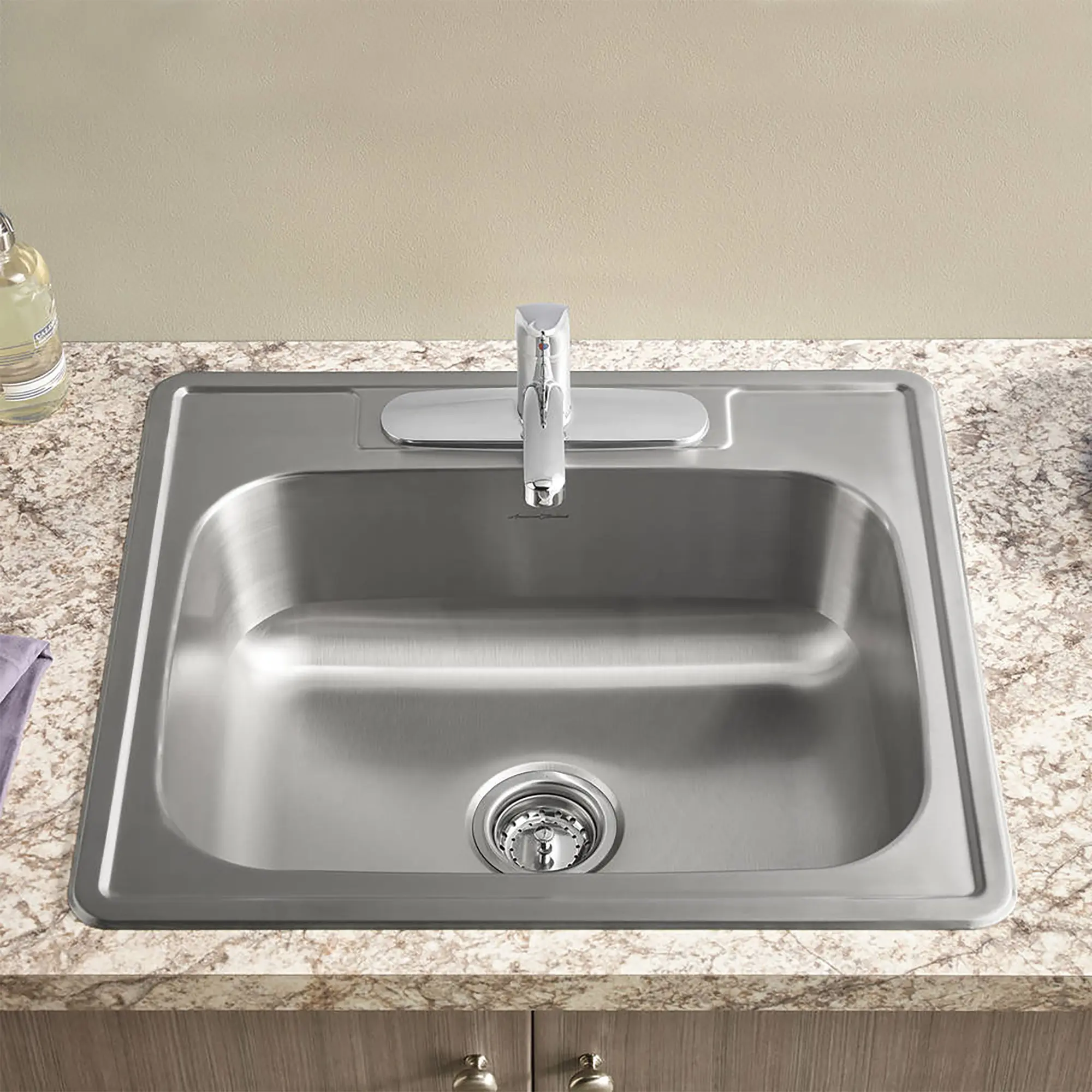 Colony® 25 x 22-Inch Stainless Steel 3-Hole Top Mount Single-Bowl ADA Kitchen Sink - Image 3