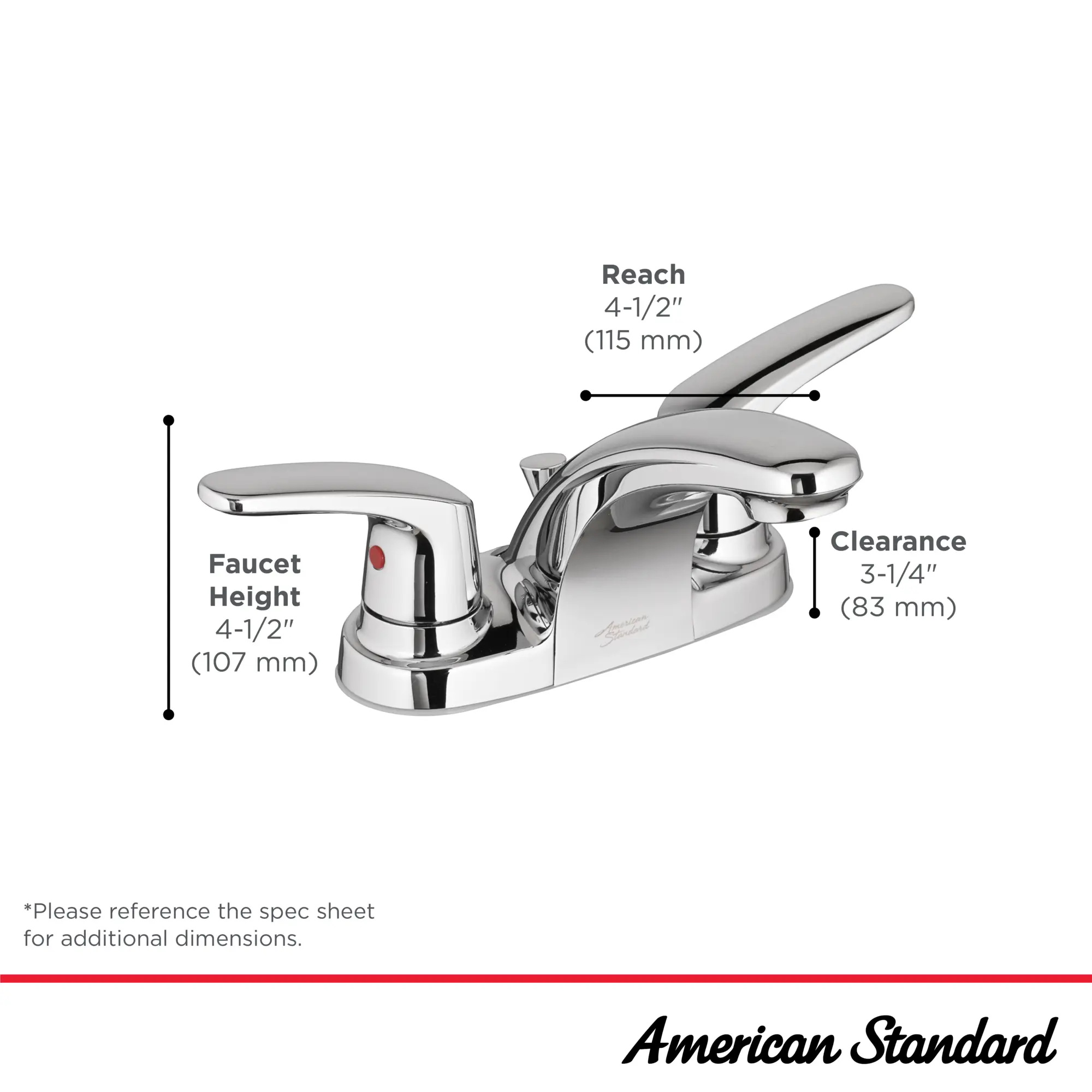 Colony® PRO 4-Inch Centerset 2-Handle Bathroom Faucet 1.2 gpm/4.5 Lpm With Lever Handles - Image 30