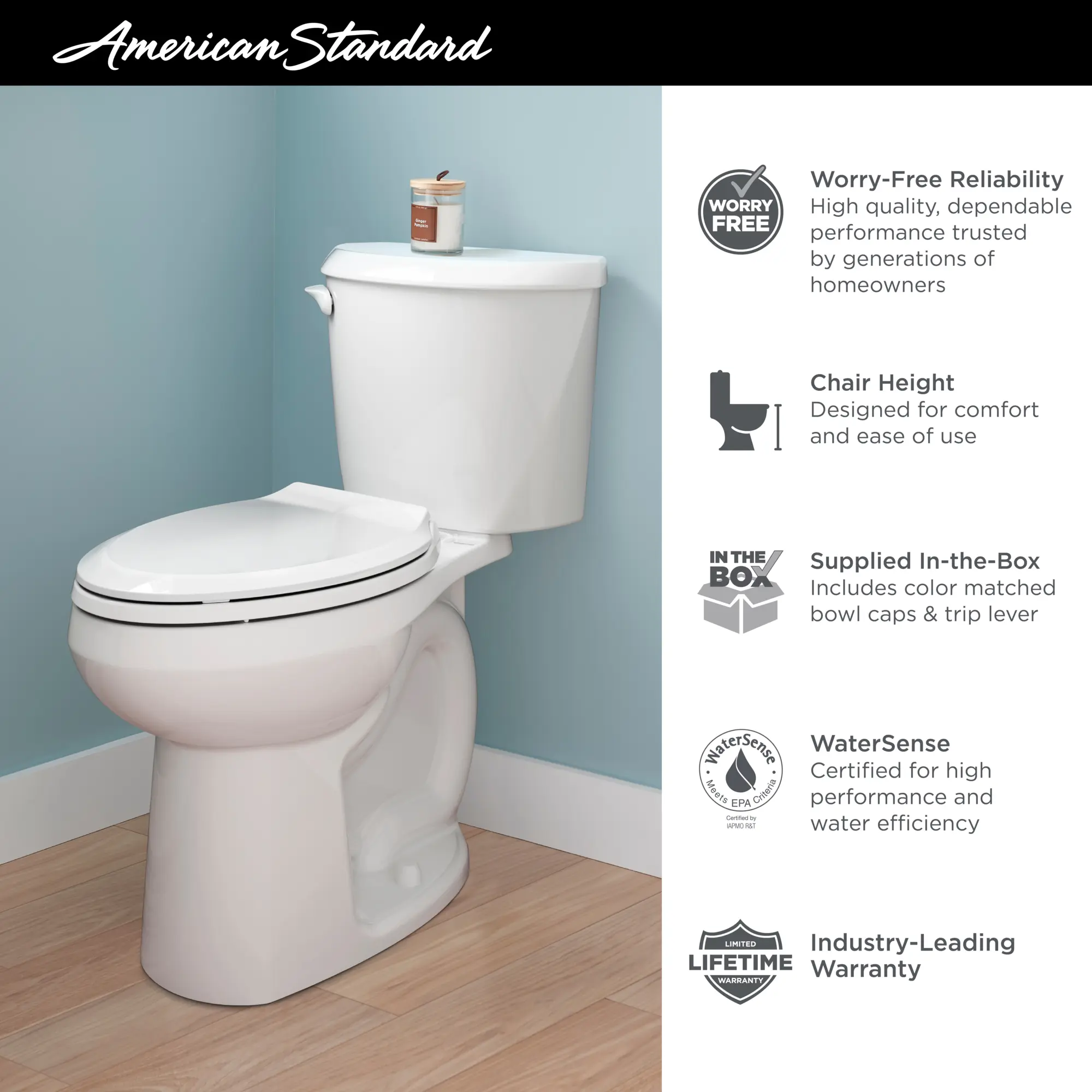 Colony® Two-Piece 1.28 gpf/4.8 Lpf Chair Height Elongated Toilet Less Seat - Image 6