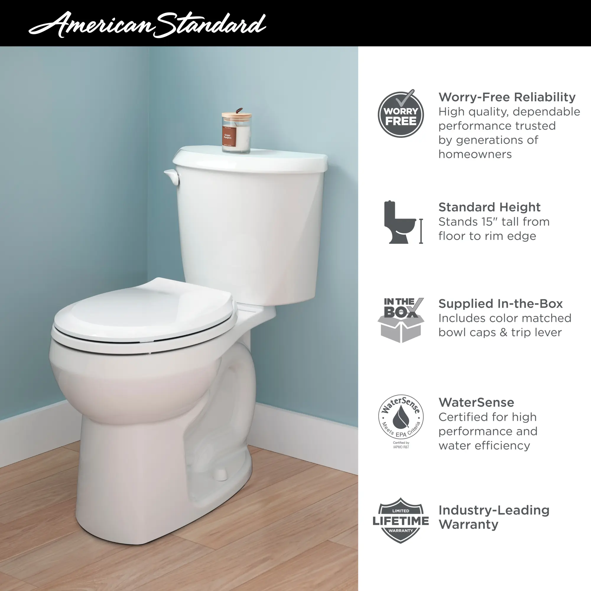 Colony® Two-Piece 1.28 gpf/4.8 Lpf Standard Height Round Front Toilet Less Seat - Image 7