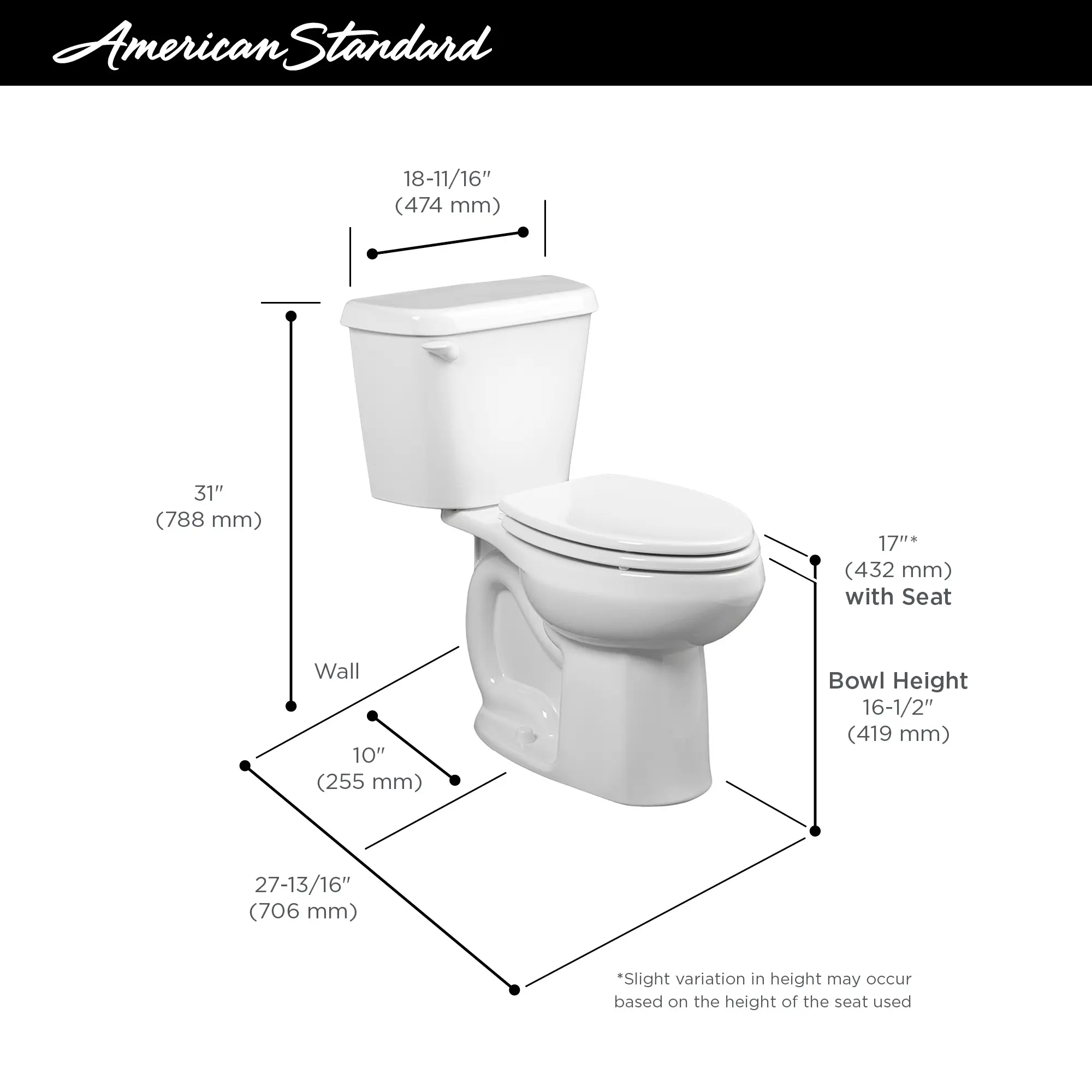 Colony® Two-Piece 1.6 gpf/6.0 Lpf Chair Height Elongated 10-Inch Rough Toilet Less Seat - Image 16