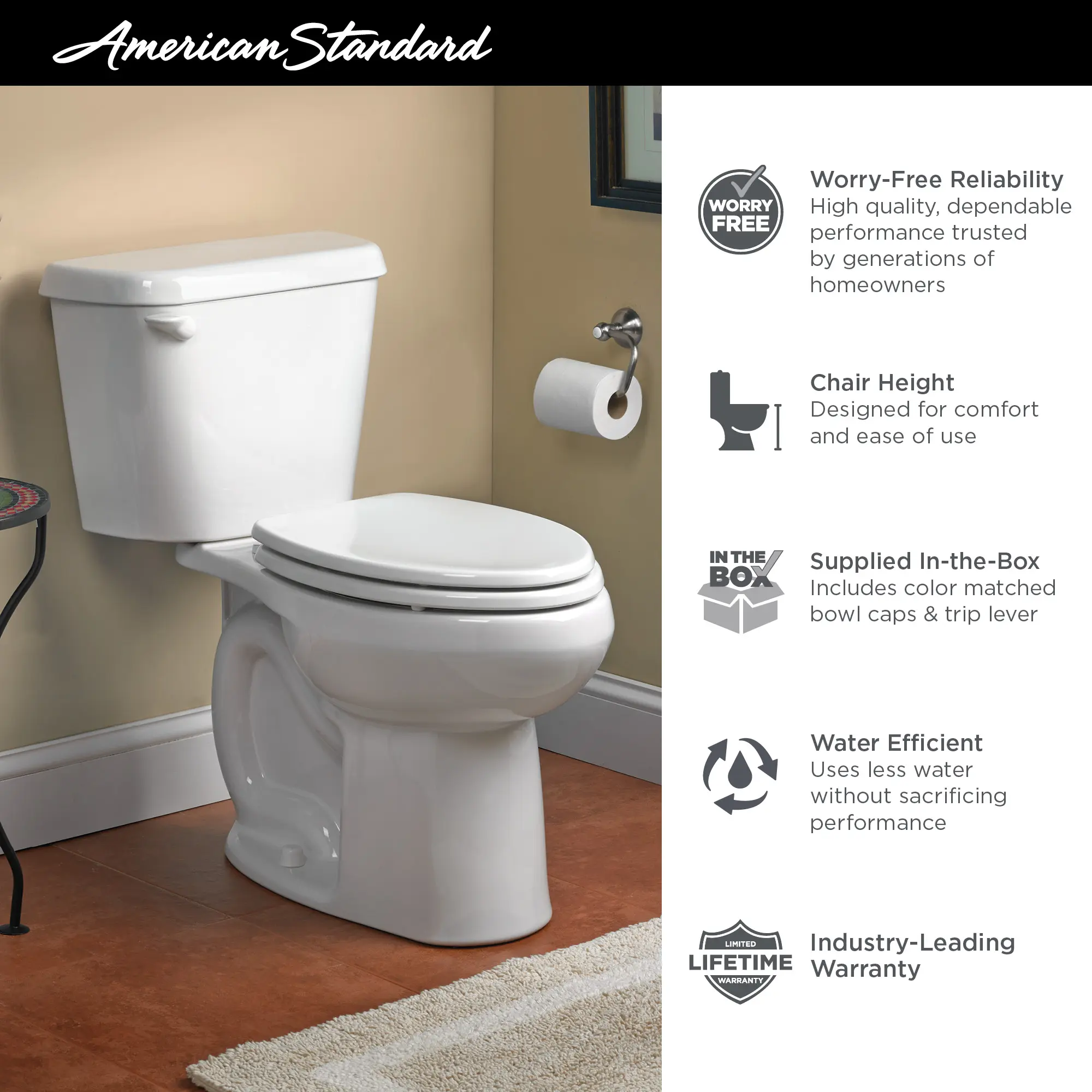 Colony® Two-Piece 1.6 gpf/6.0 Lpf Chair Height Elongated 10-Inch Rough Toilet Less Seat - Image 4