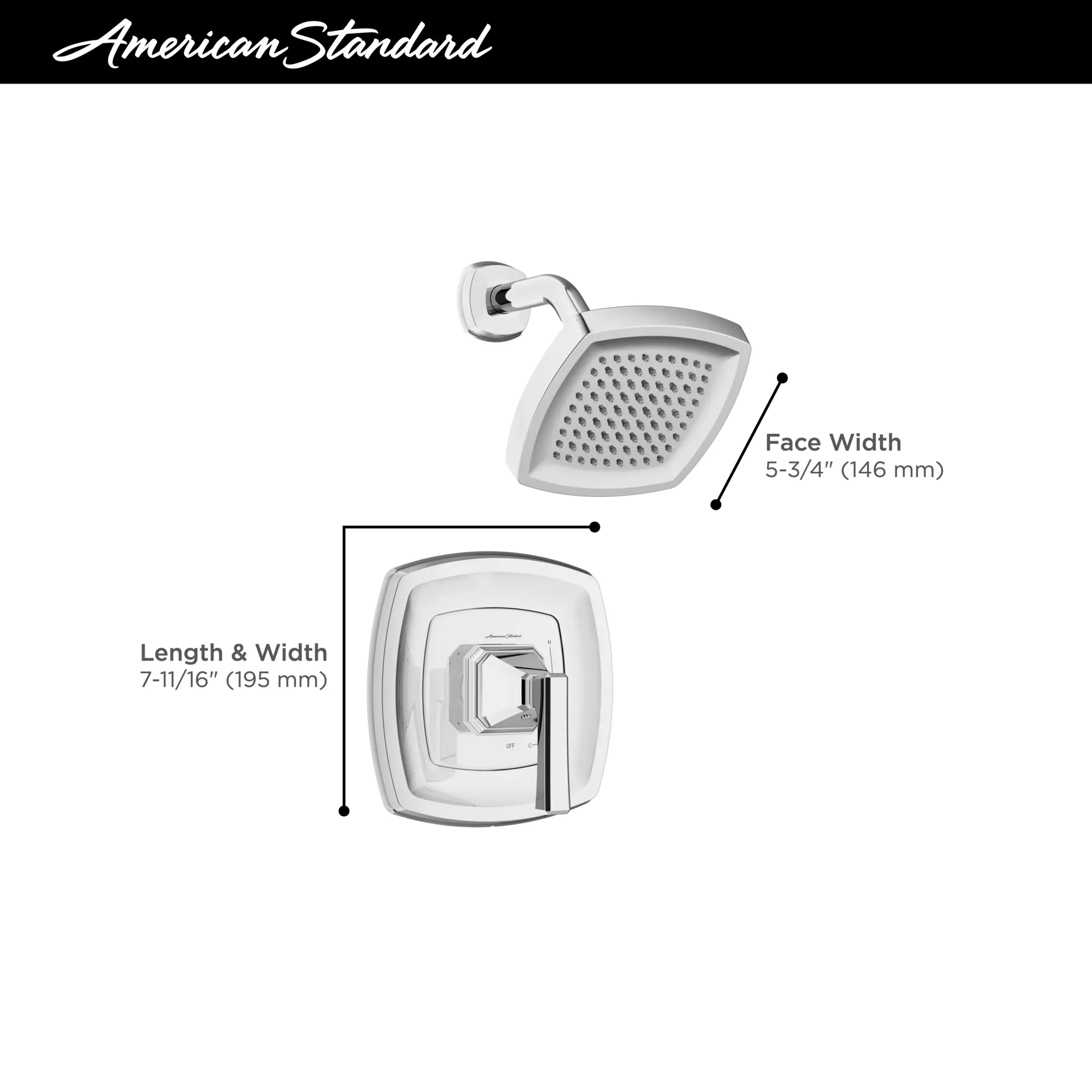 Crawford 2.5 gpm/9.5 L/min Shower Trim Kit With Showerhead, Double Ceramic Pressure Balance Cartridge With Lever Handle - Image 7