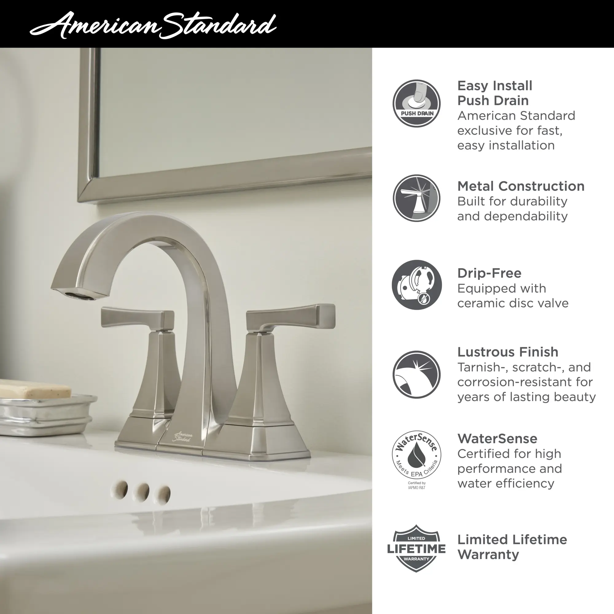 Crawford 4-Inch Centerset 2-Handle Bathroom Faucet 1.2 gpm/4.5 L/min With Lever Handles - Image 24