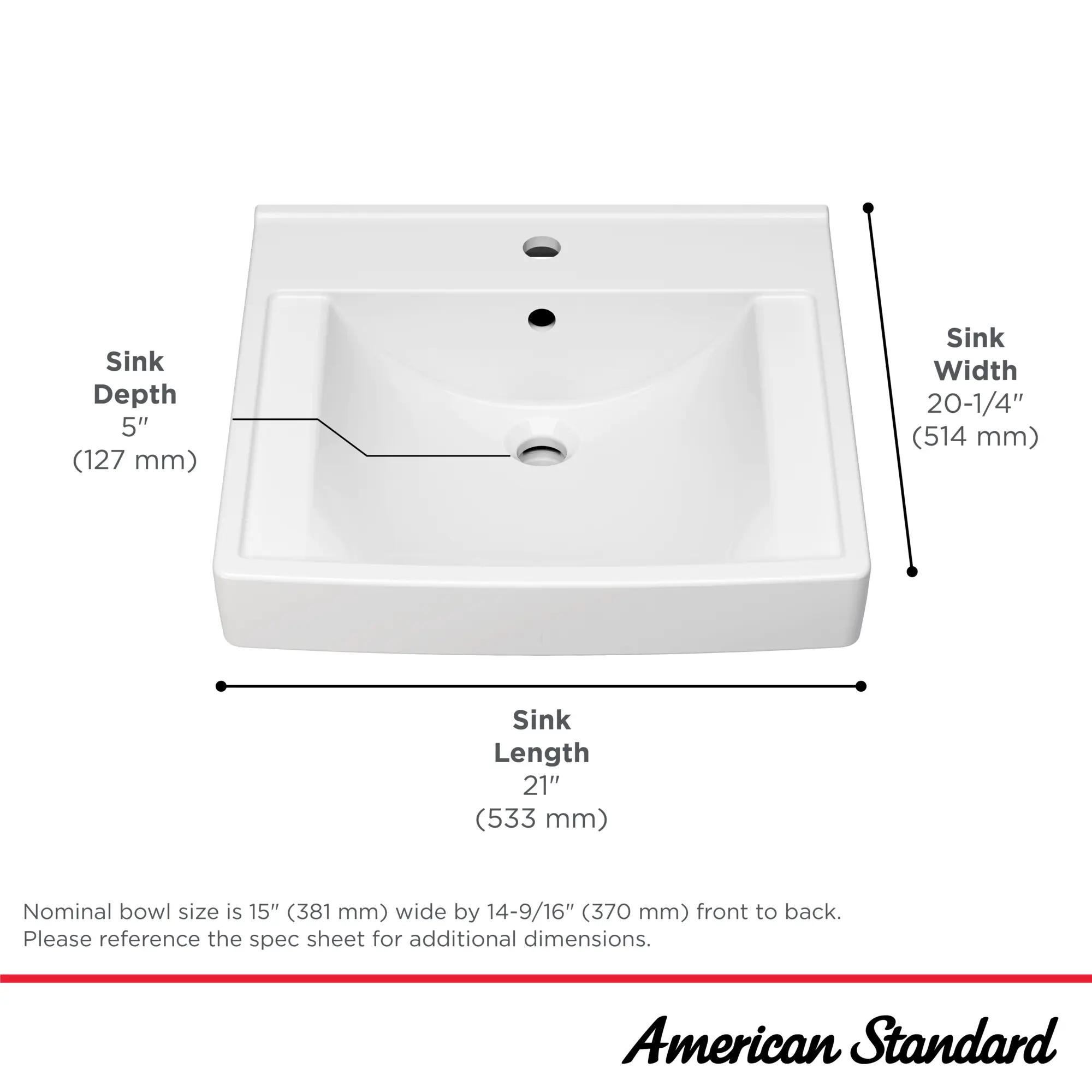 Decorum® 21 x 20-1/4-Inch (533 x 514 mm) Wall-Hung EverClean® Sink With Center Hole Only - Image 10