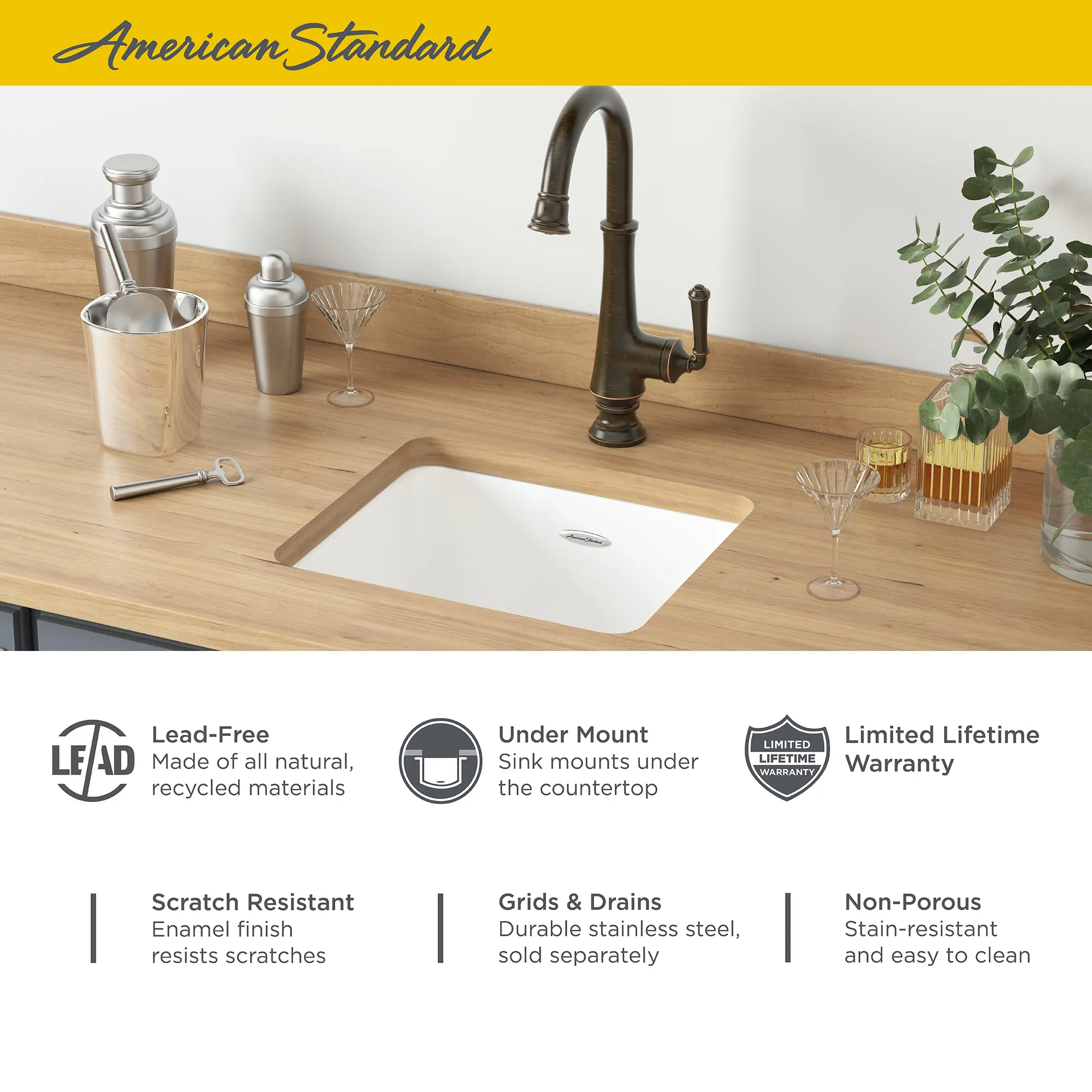 Delancey 18 x 16-Inch Cast Iron Undermount Single-Bowl Kitchen Sink - Image 5