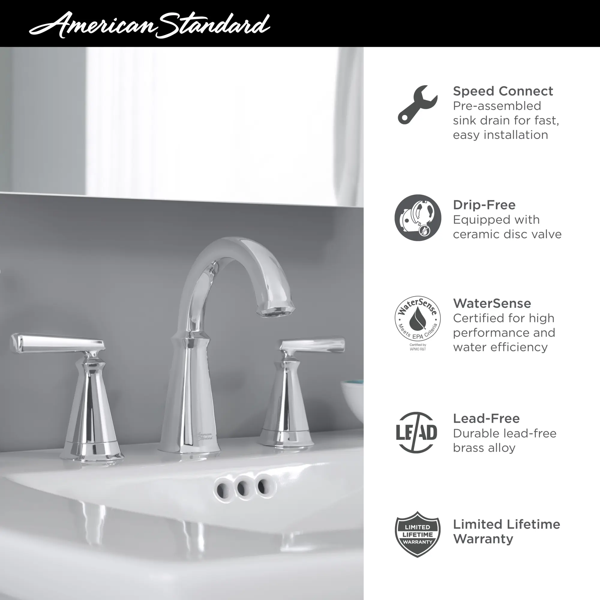 Edgemere® 8-Inch Widespread 2-Handle Bathroom Faucet 1.2 gpm/4.5 L/min With Lever Handles - Image 8