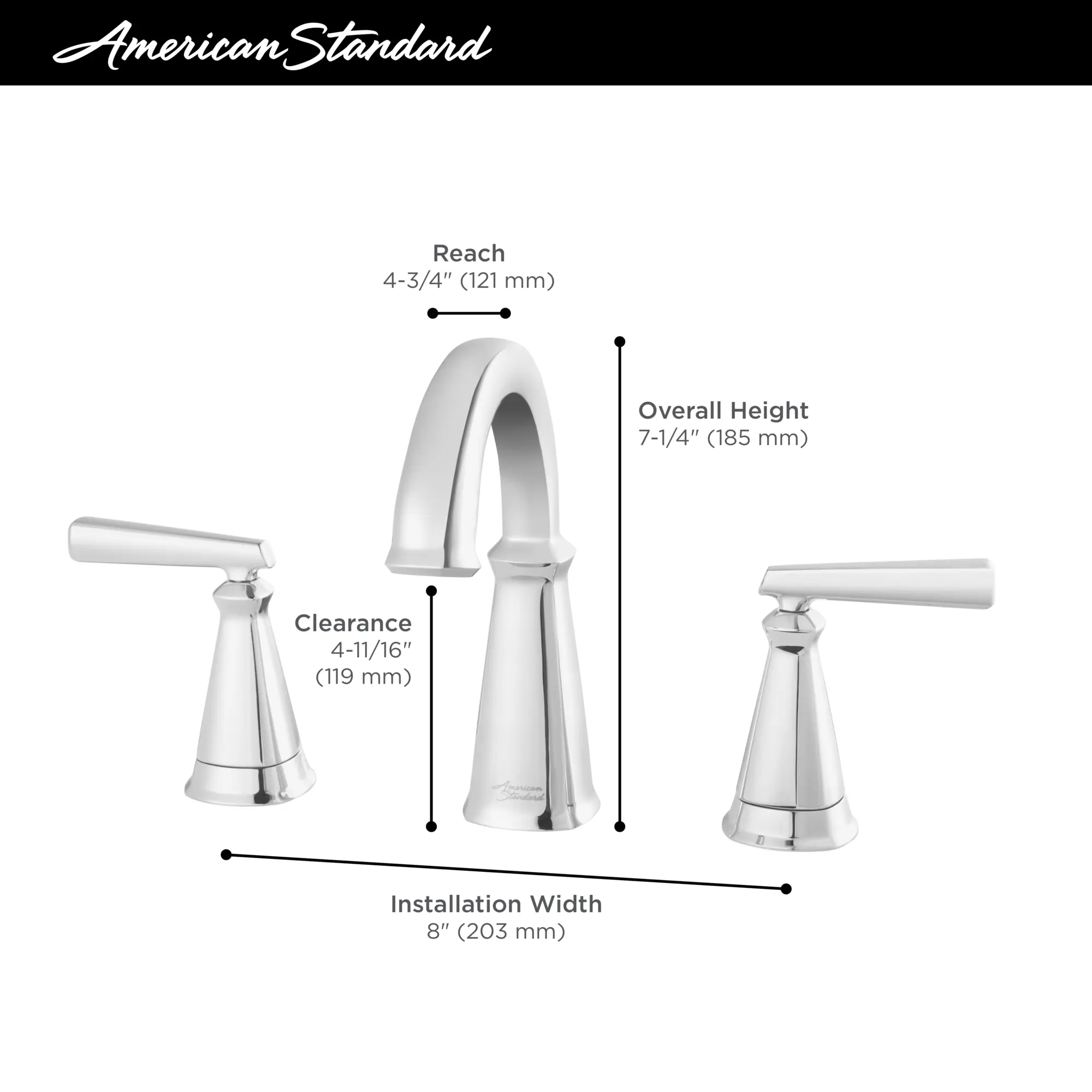 Edgemere® 8-Inch Widespread 2-Handle Bathroom Faucet 1.2 gpm/4.5 L/min With Lever Handles - Image 9