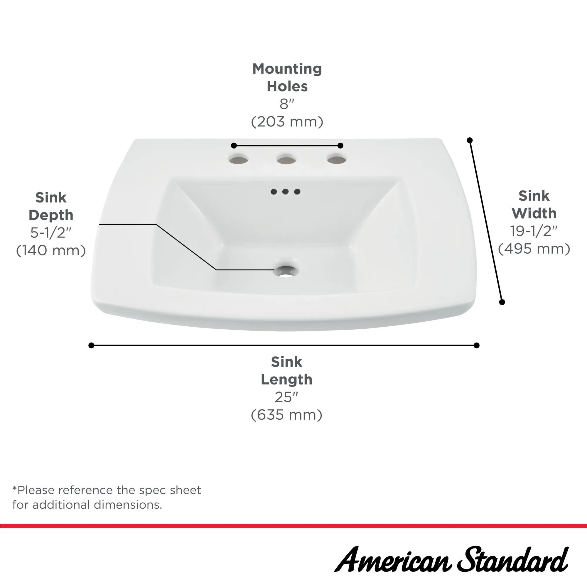 Edgemere 8-Inch Widespread Pedestal Sink Top - Image 6