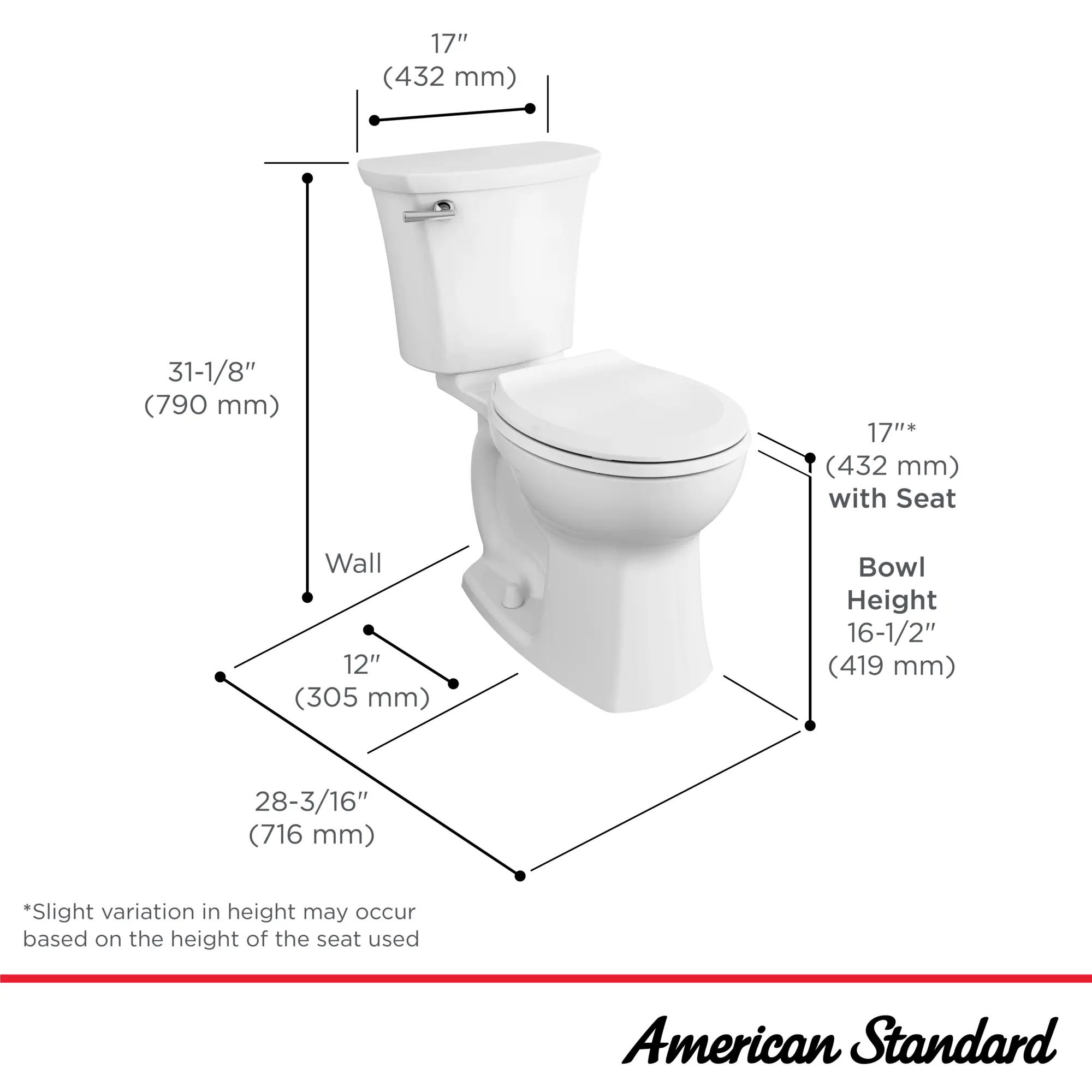Edgemere Two-Piece 1.28 gpf/4.8 Lpf Chair Height Round Front Toilet with Seat - Image 11